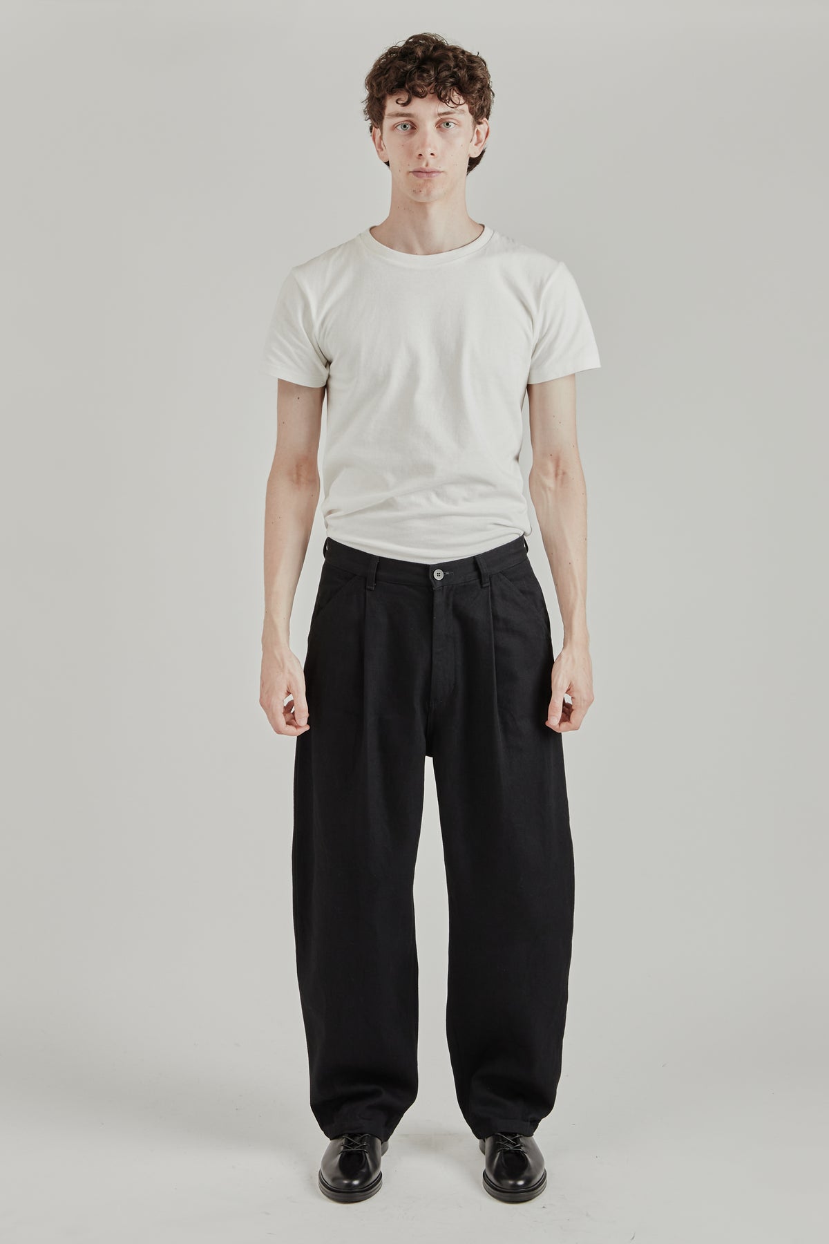 12oz Denim Deep Tuck Pants - Black