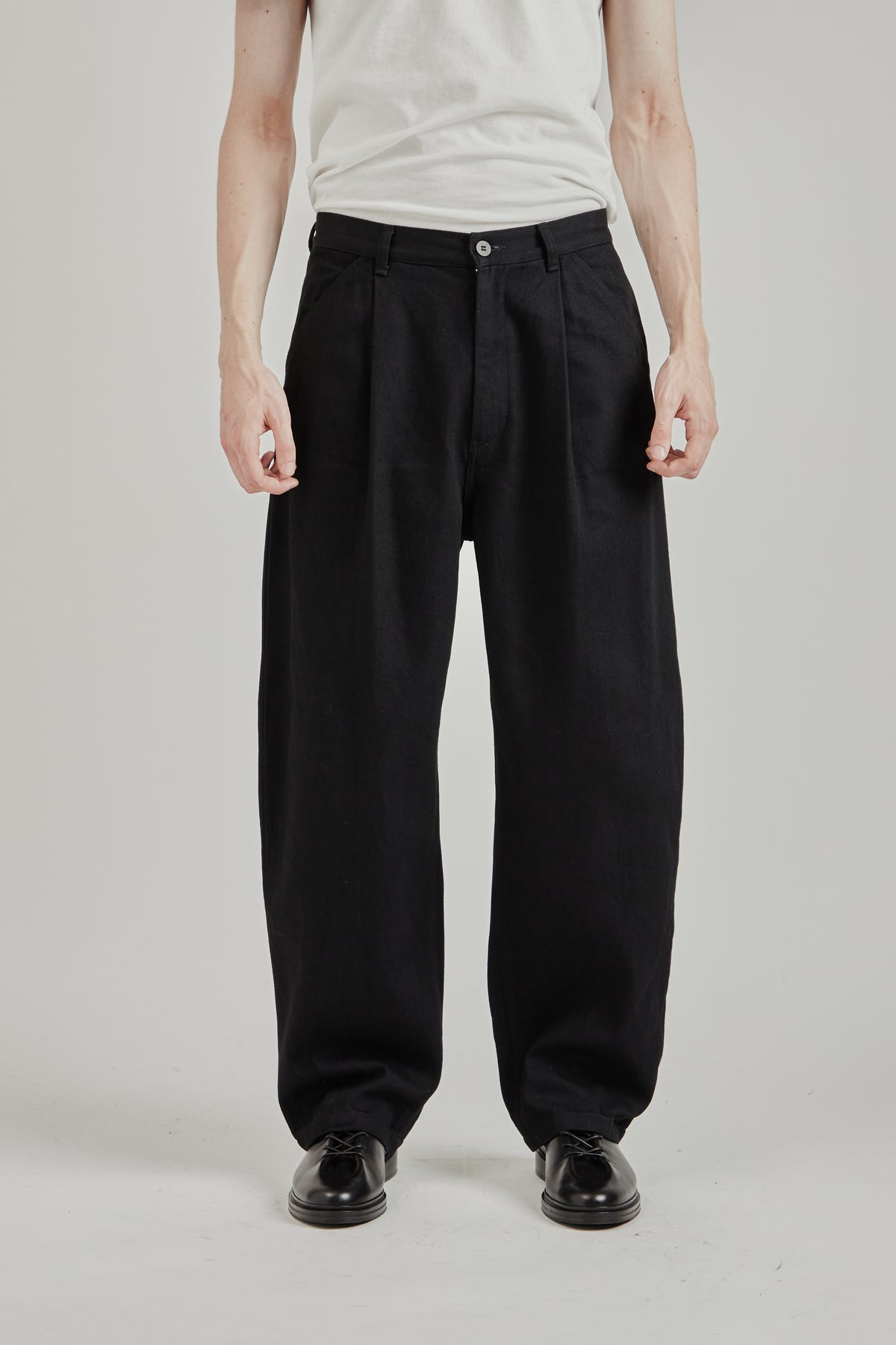 12oz Denim Deep Tuck Pants - Black