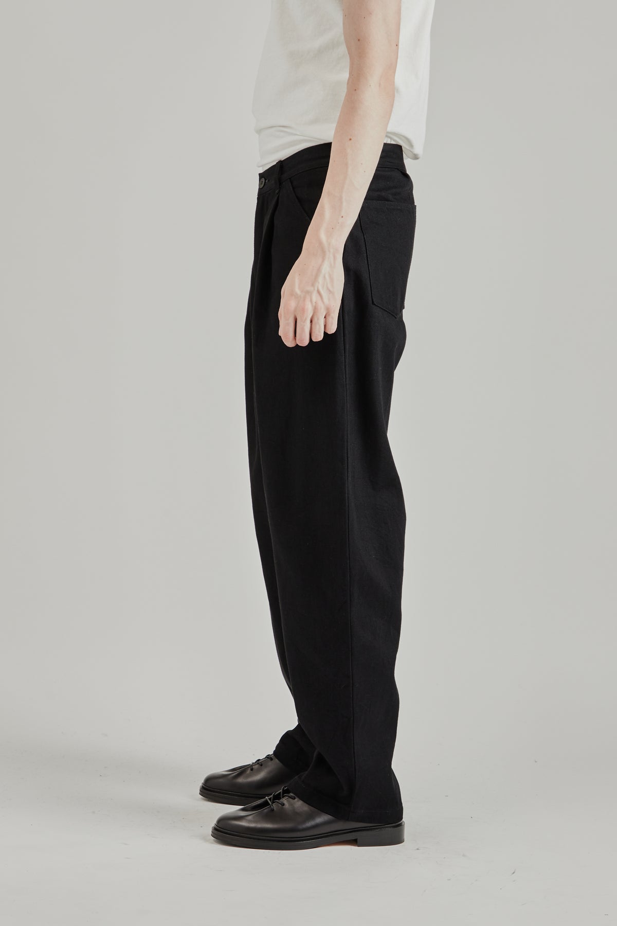 12oz Denim Deep Tuck Pants - Black