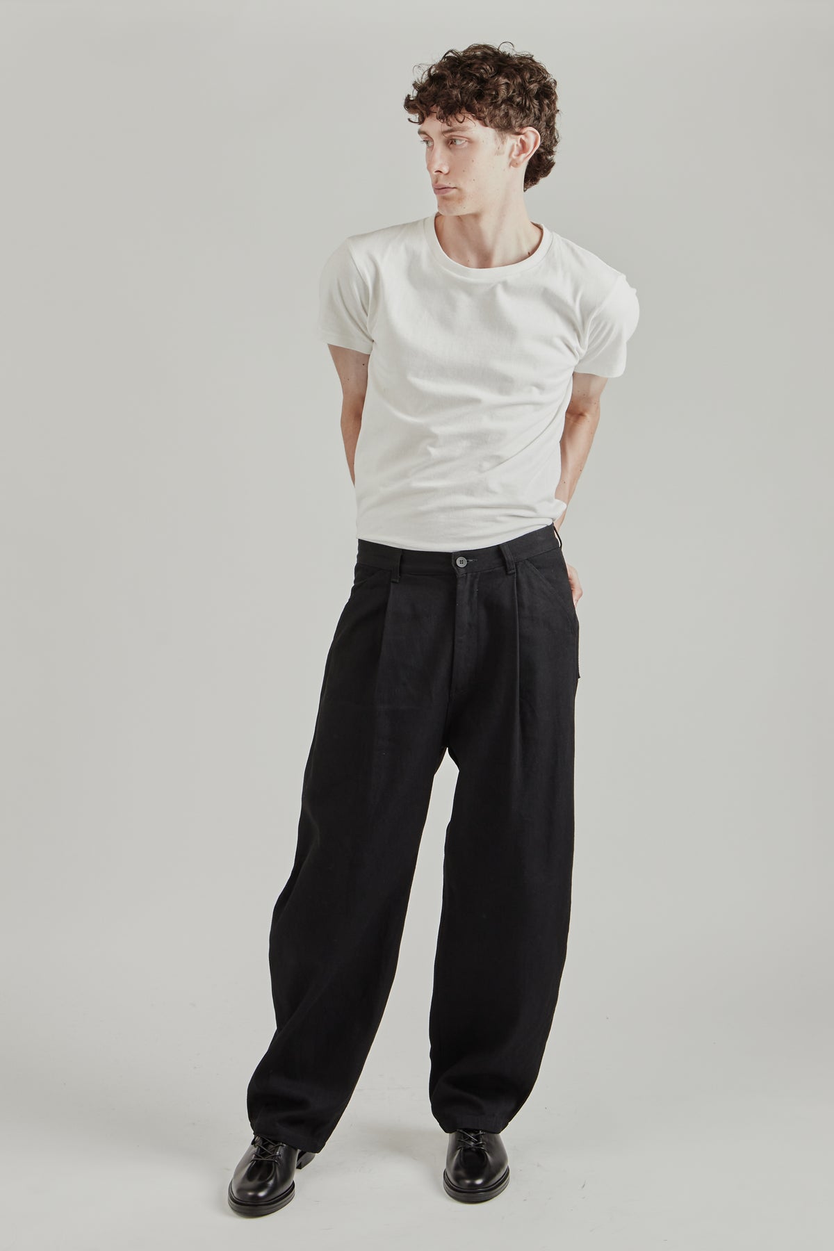 12oz Denim Deep Tuck Pants - Black