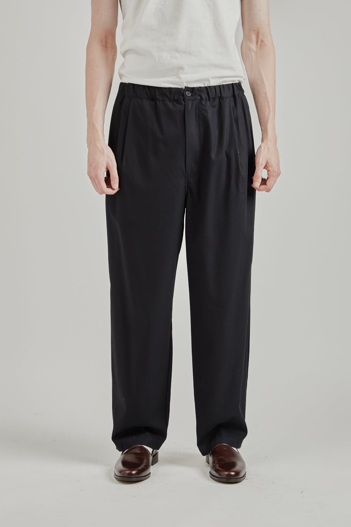 Cotton Twill Easy Pants - Ink Black