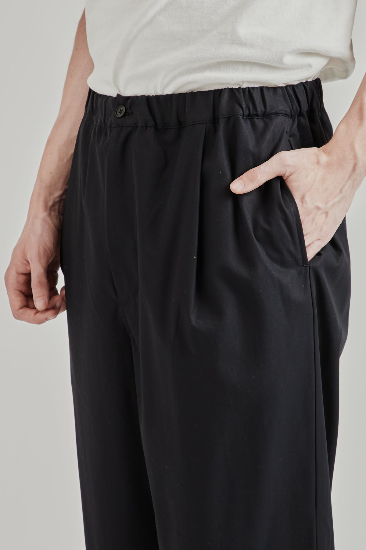 Cotton Twill Easy Pants - Ink Black