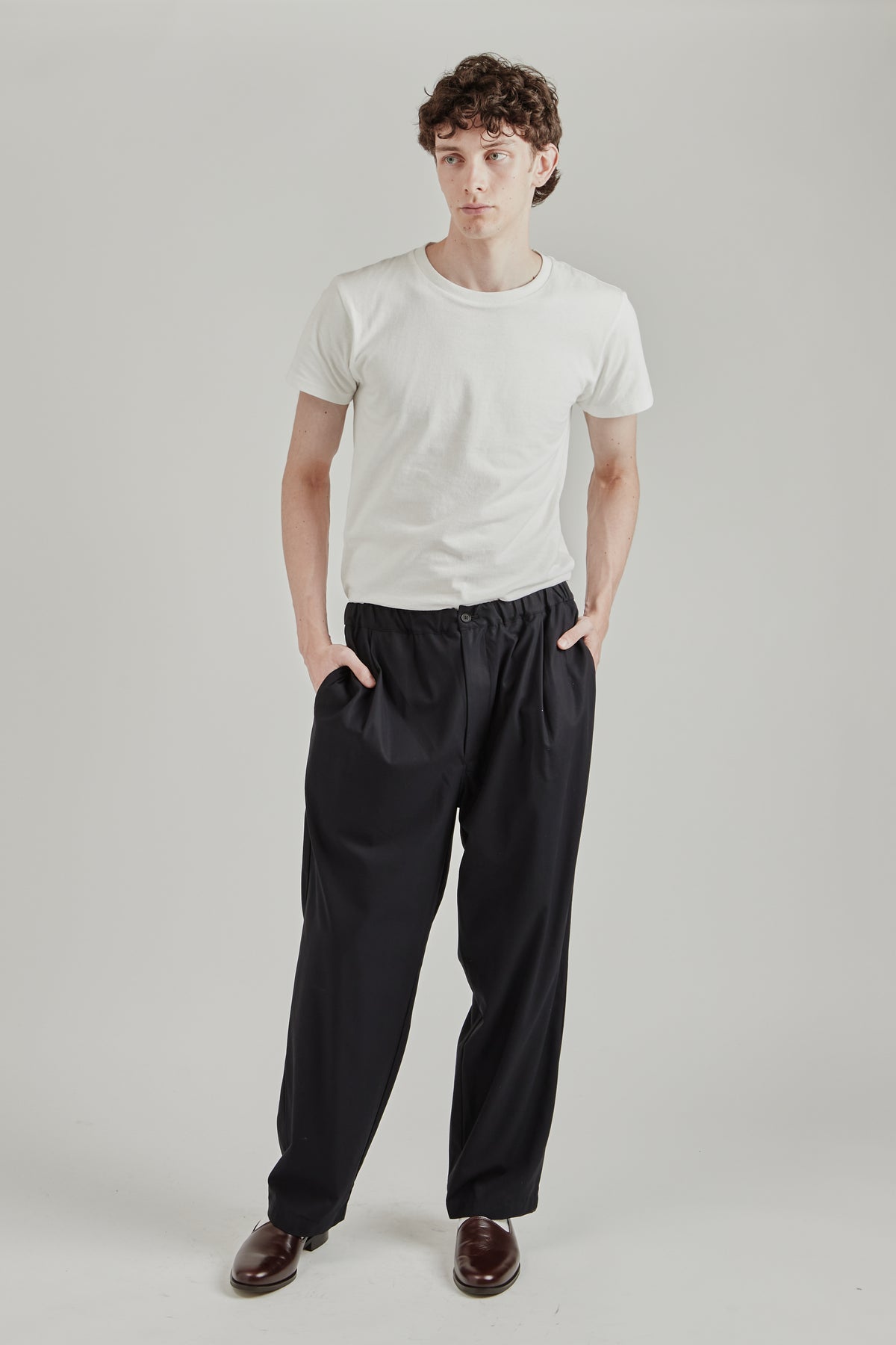 Cotton Twill Easy Pants - Ink Black