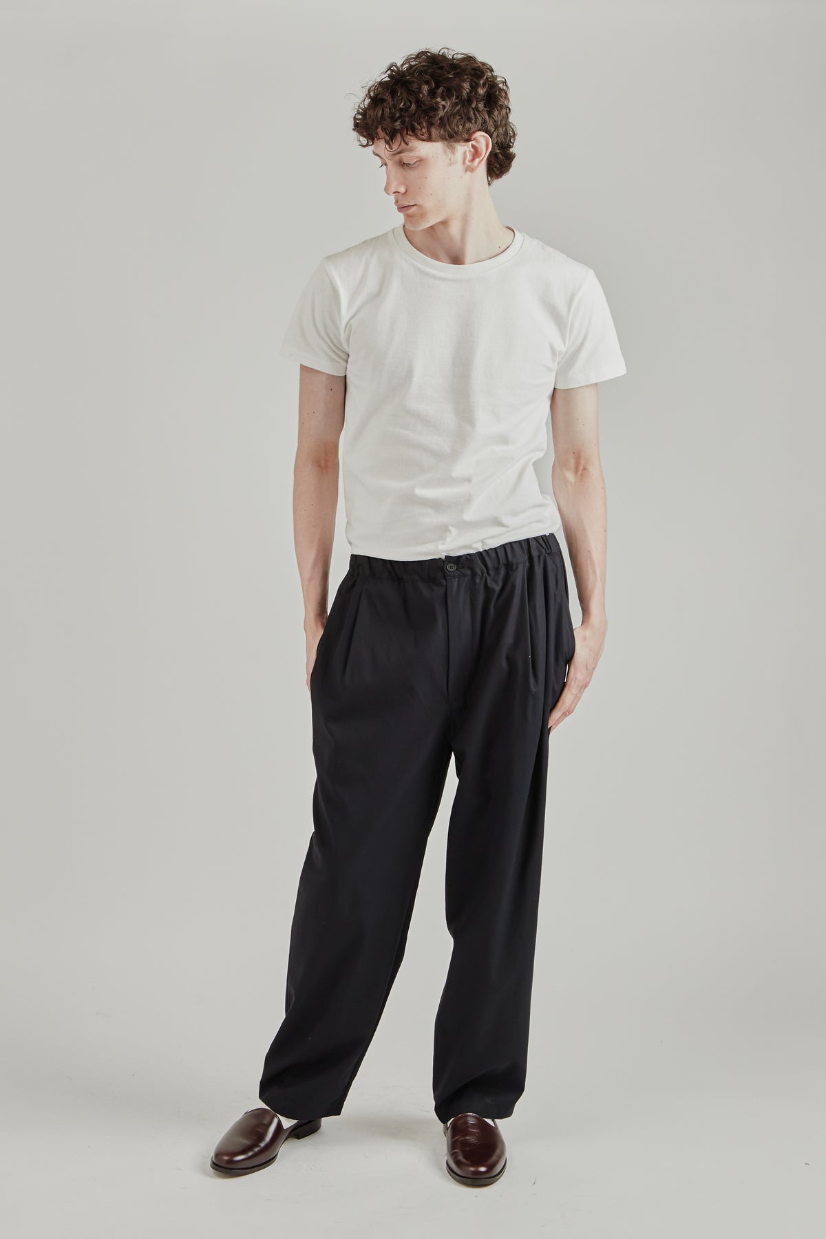 Cotton Twill Easy Pants - Ink Black