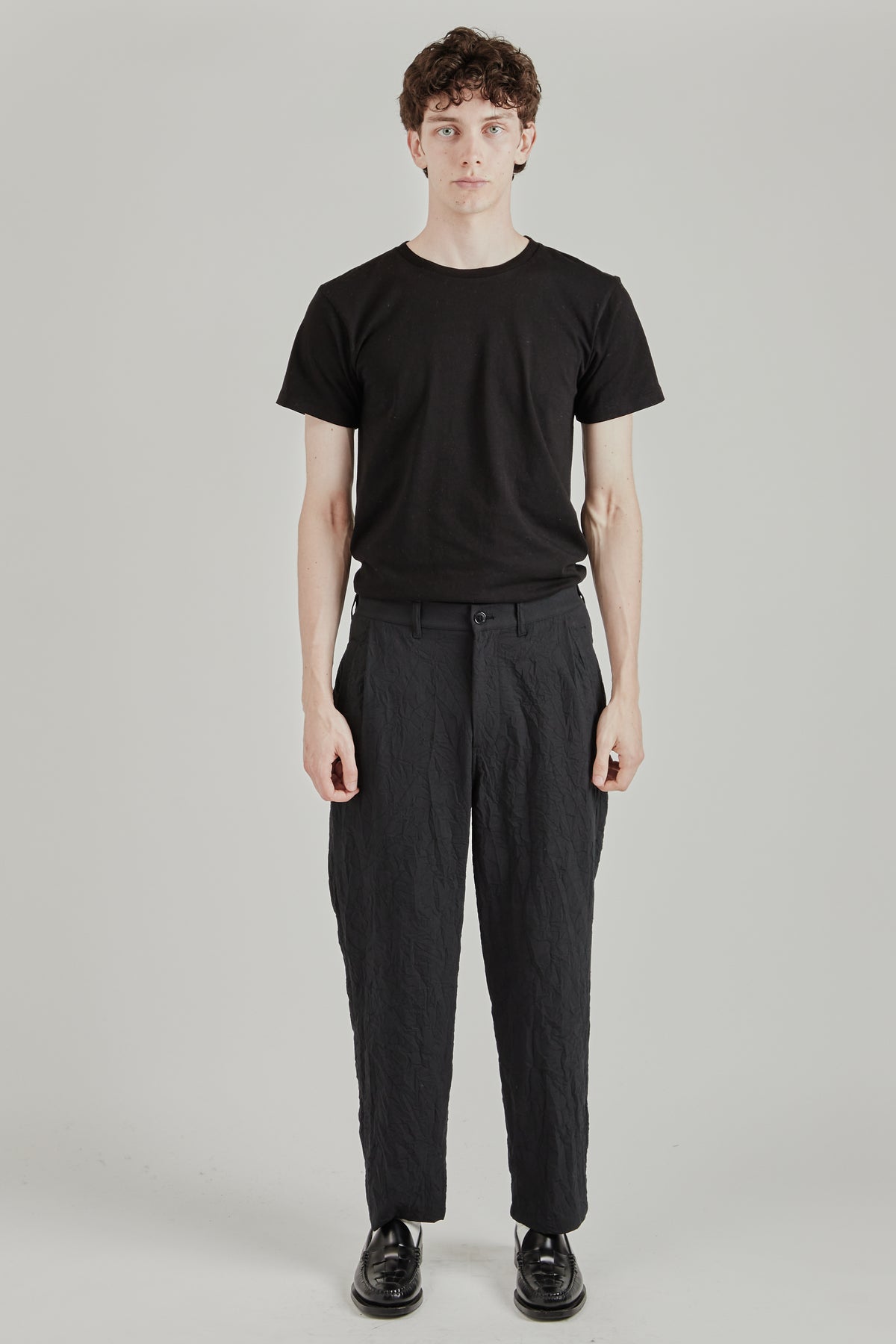Creasy Pleated Pants - Black
