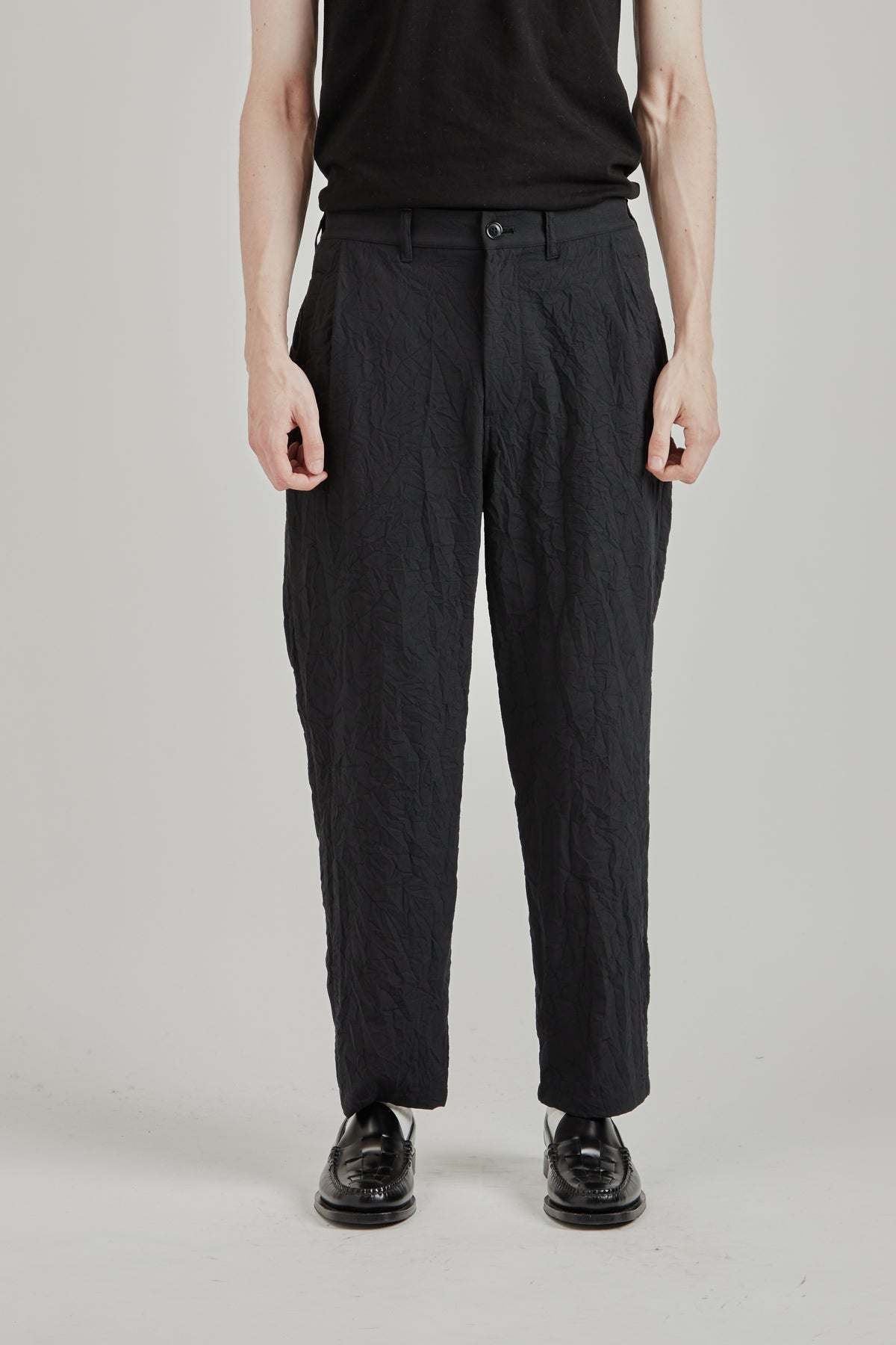 Creasy Pleated Pants - Black
