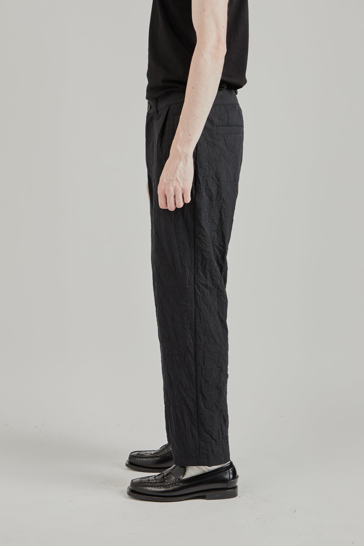 Creasy Pleated Pants - Black