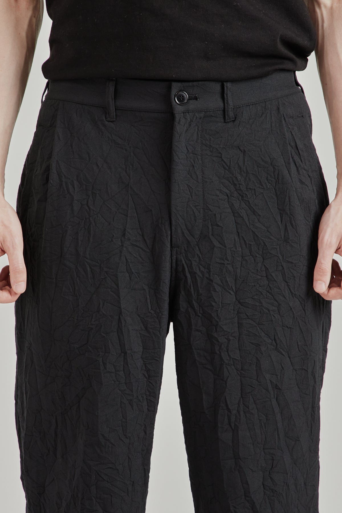Creasy Pleated Pants - Black