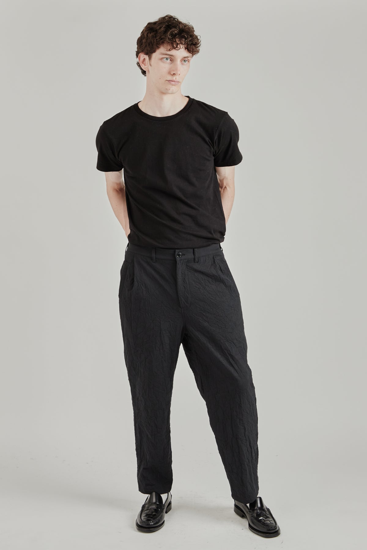Creasy Pleated Pants - Black