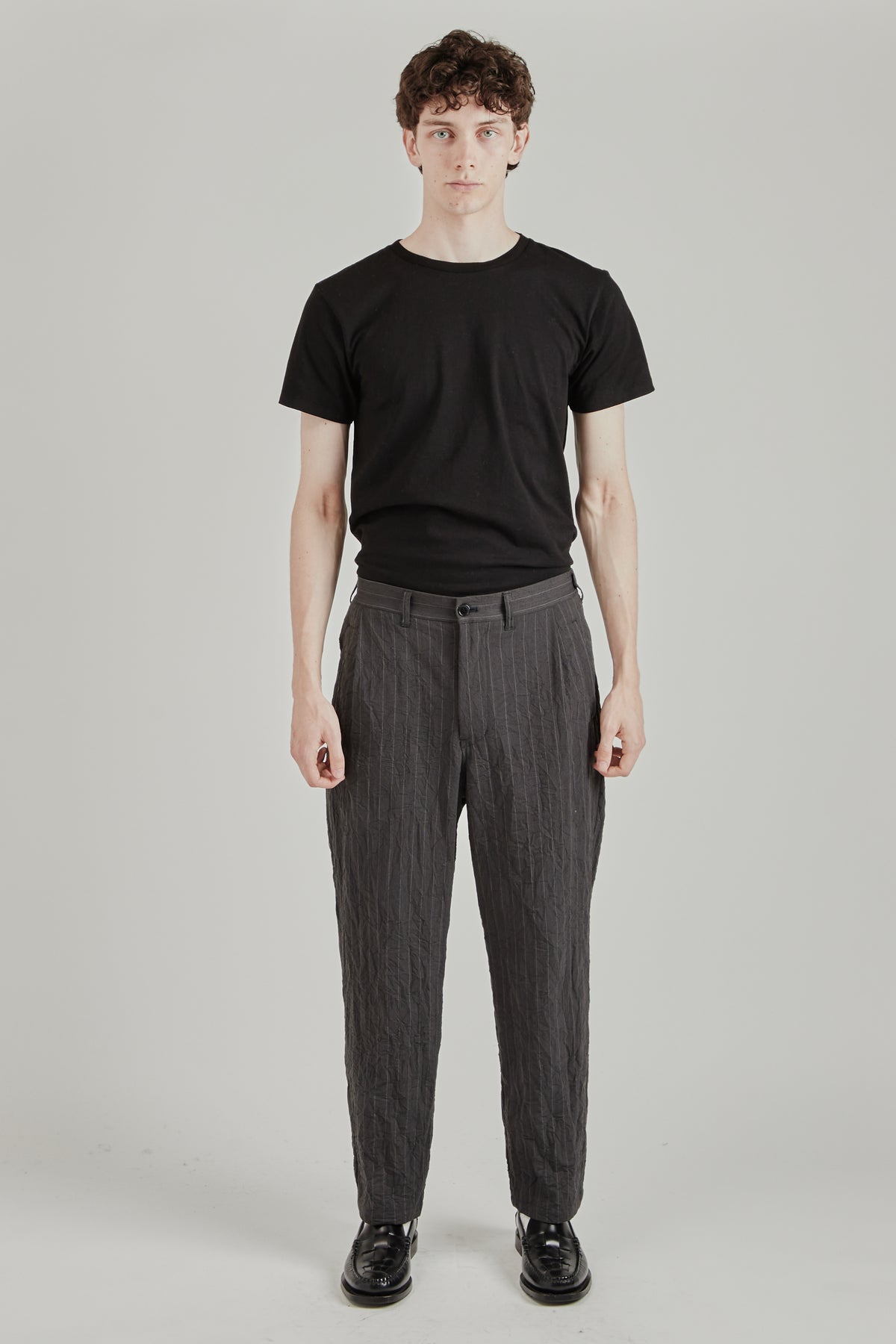 Creasy Pleated Pants - Charcoal