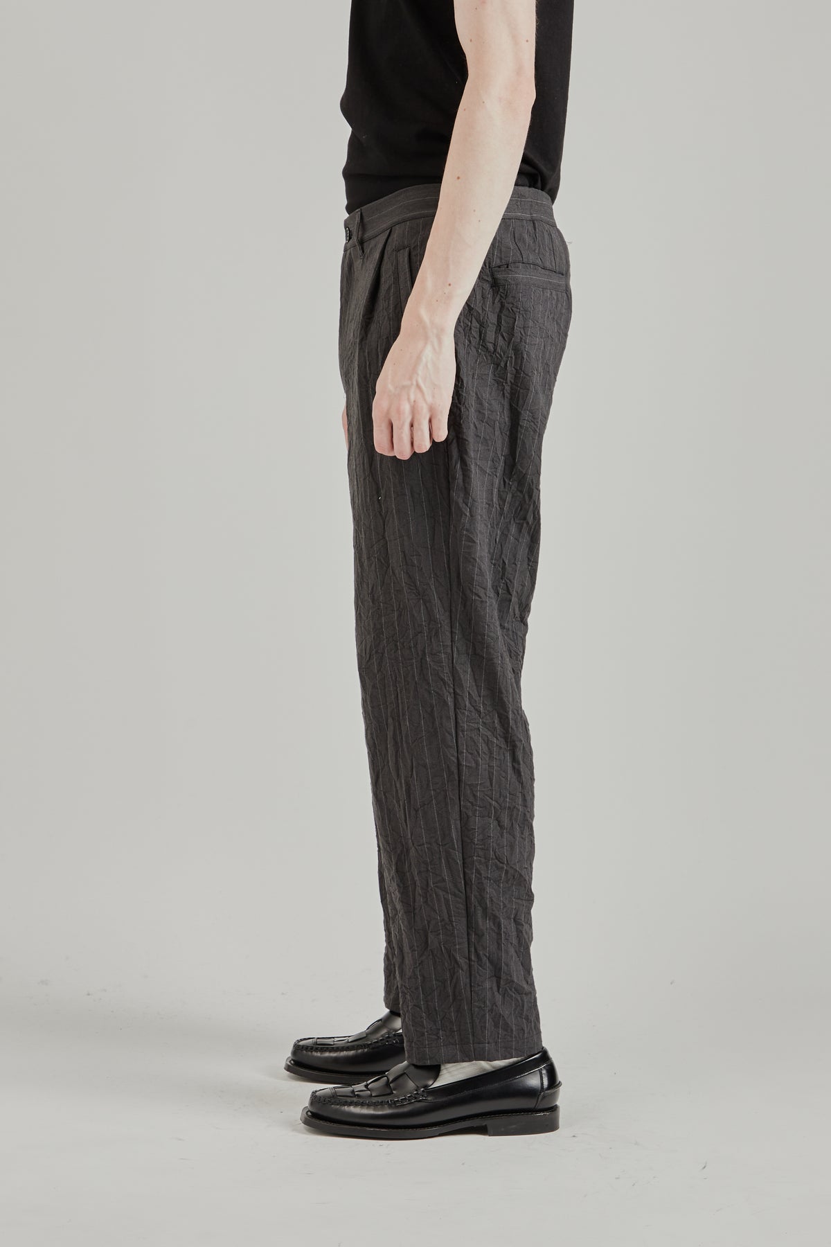 Creasy Pleated Pants - Charcoal