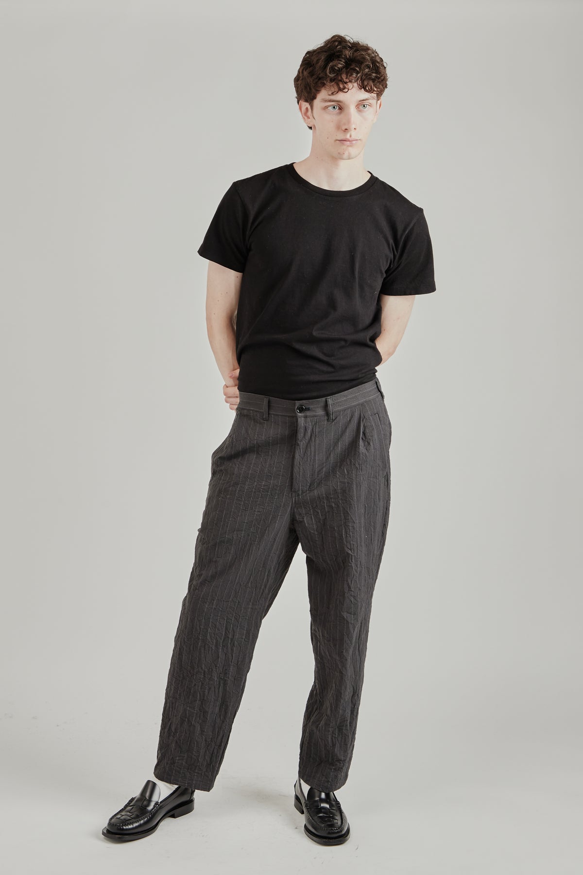Creasy Pleated Pants - Charcoal