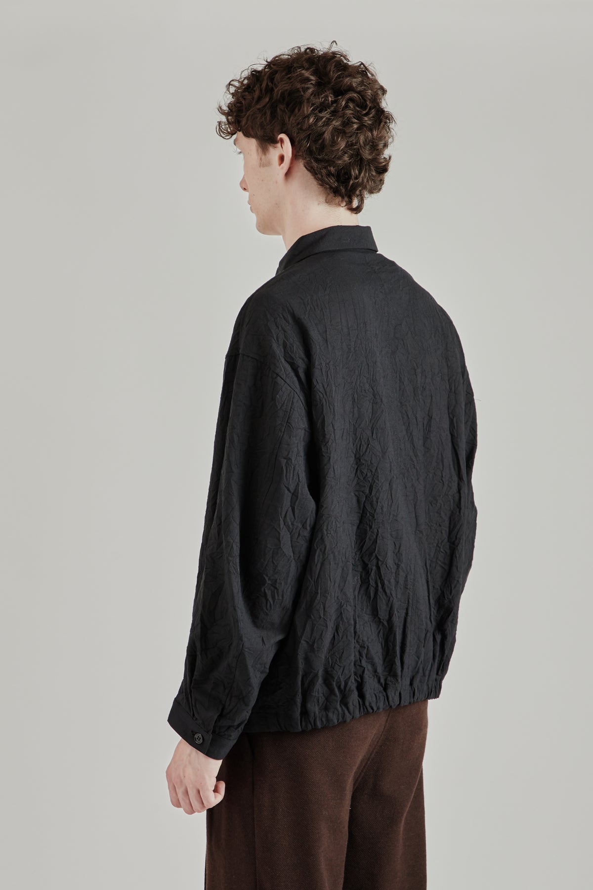 Creasy Zip Up Blouson - Black