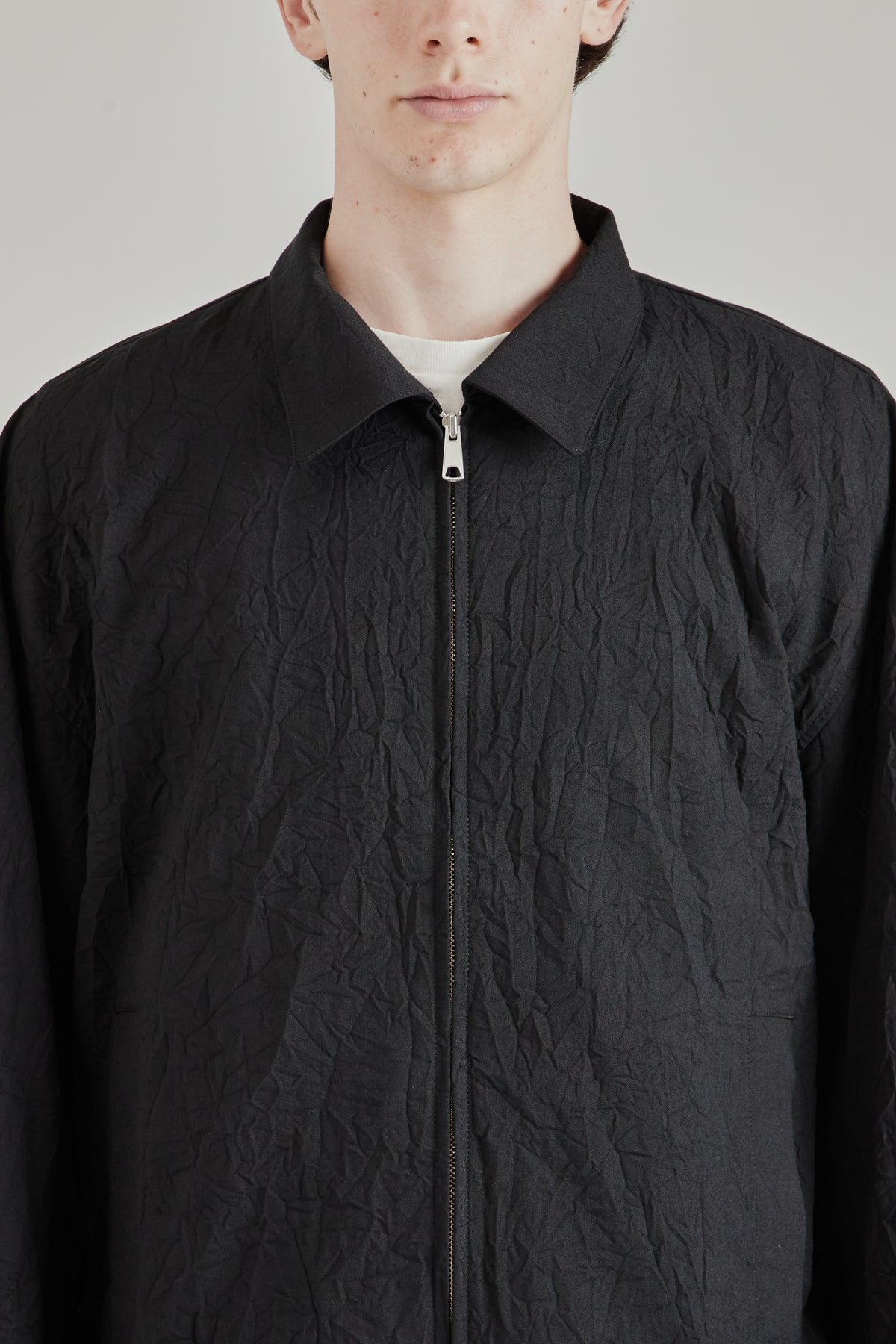 Creasy Zip Up Blouson - Black
