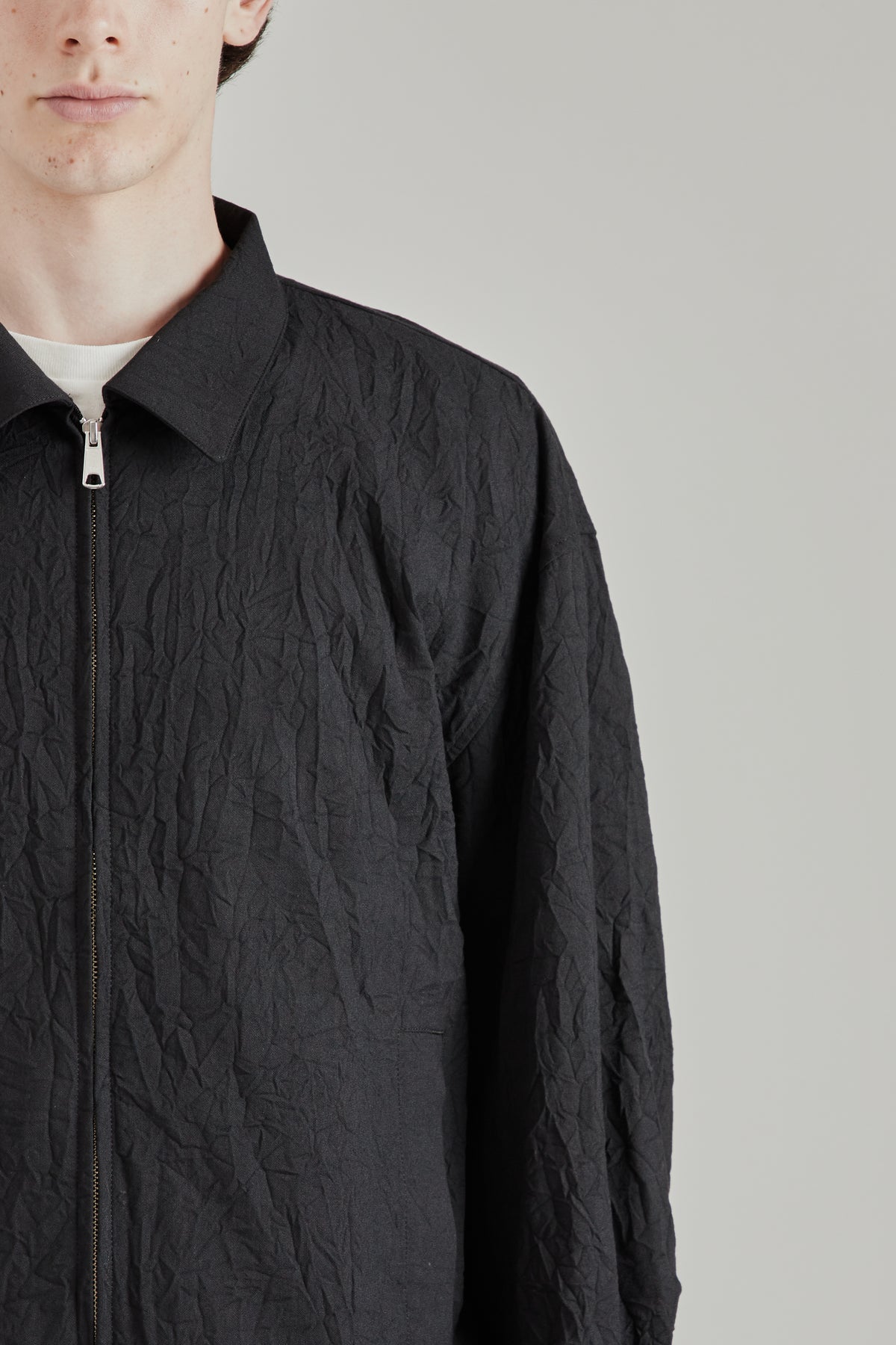 Creasy Zip Up Blouson - Black