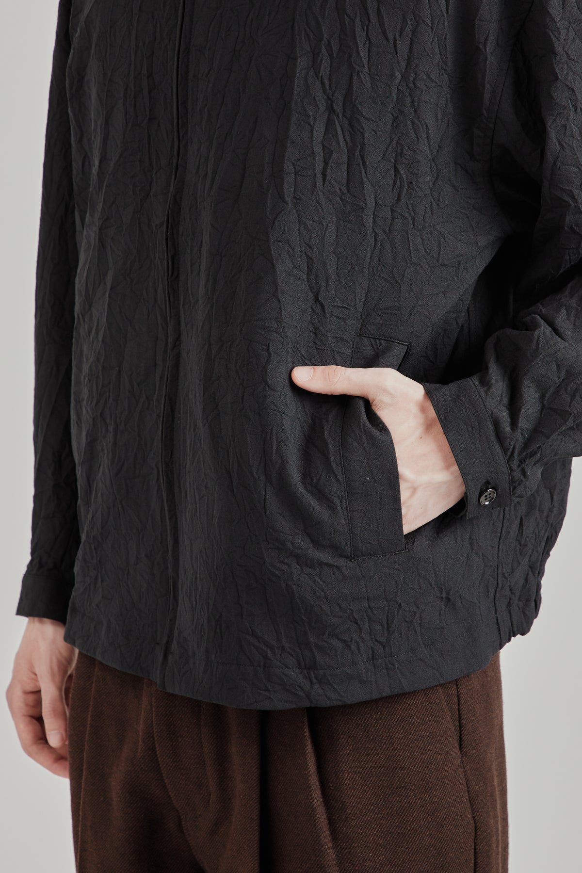 Creasy Zip Up Blouson - Black