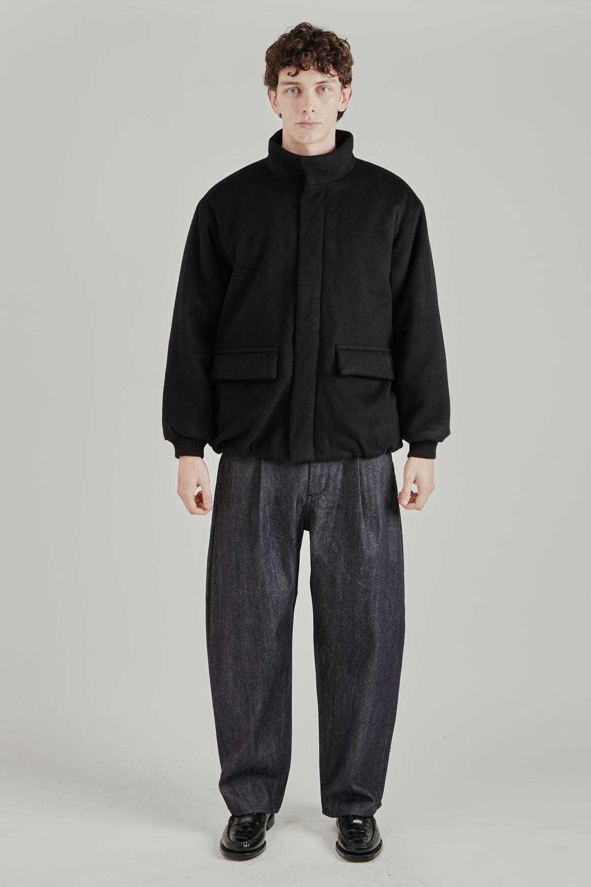 Padded Wool Blouson - Black