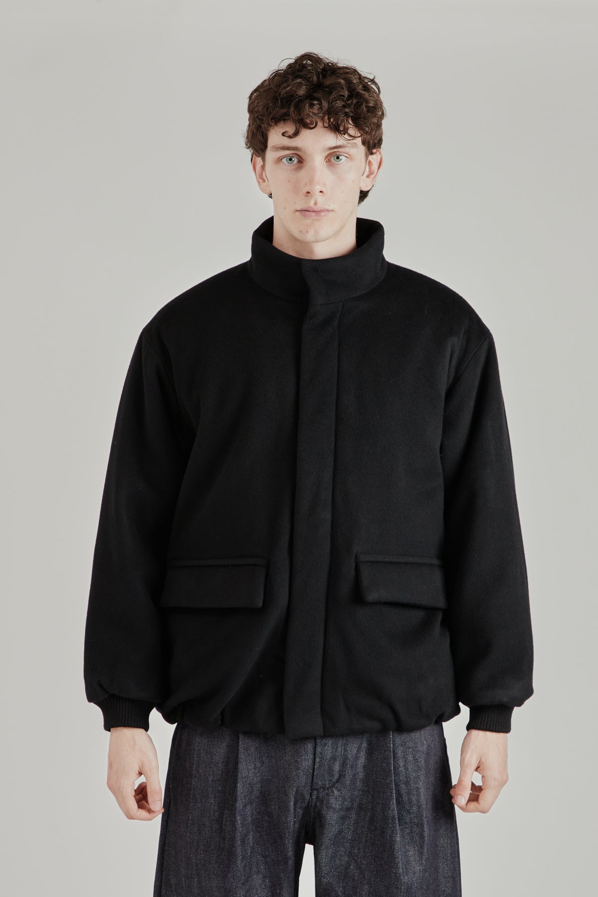 Padded Wool Blouson - Black