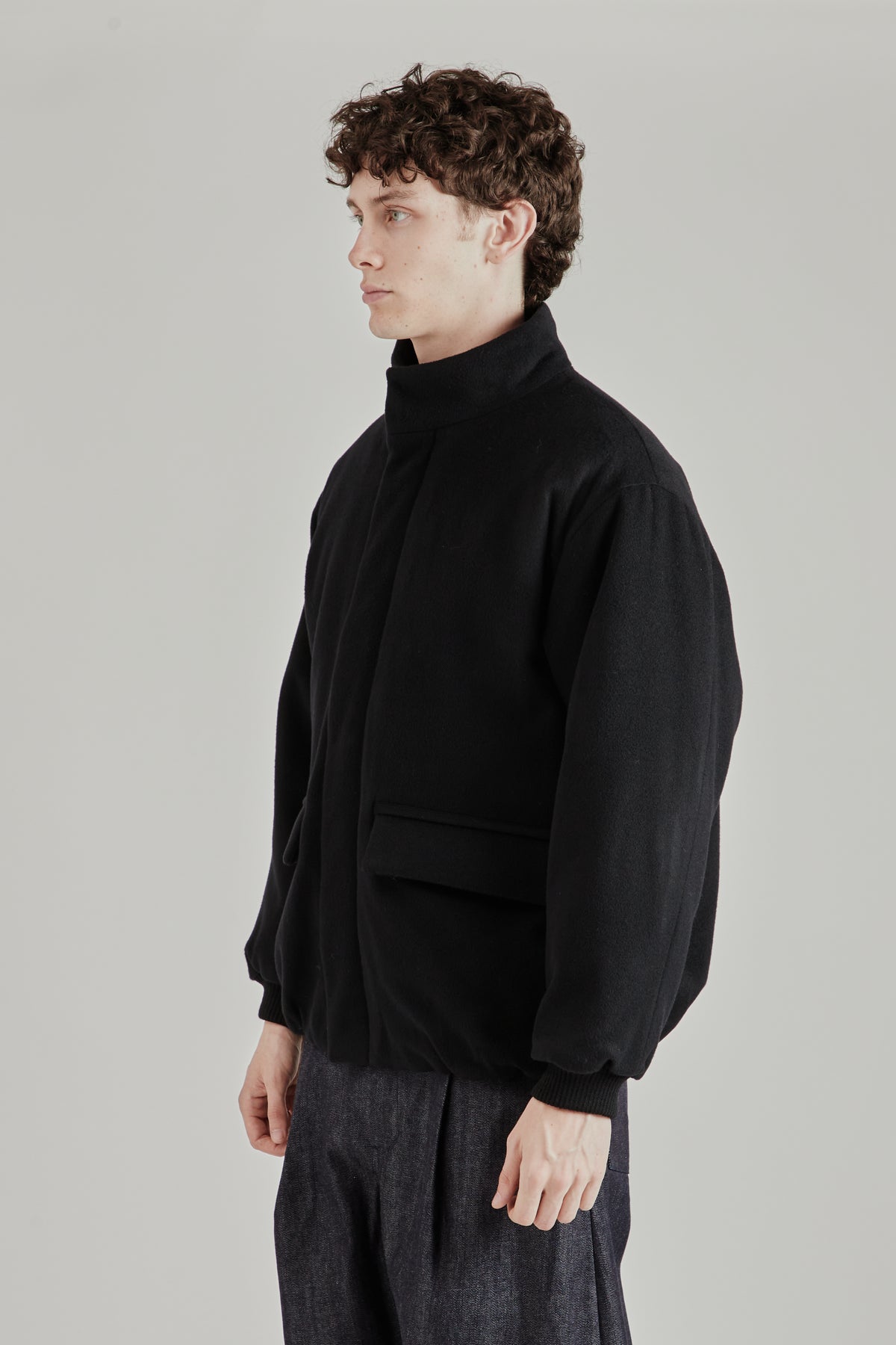 Padded Wool Blouson - Black