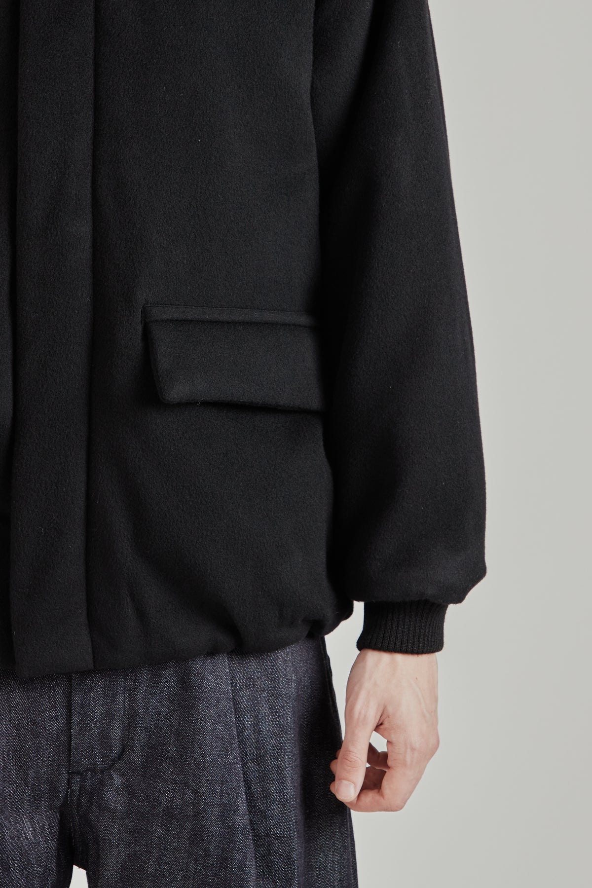 Padded Wool Blouson - Black