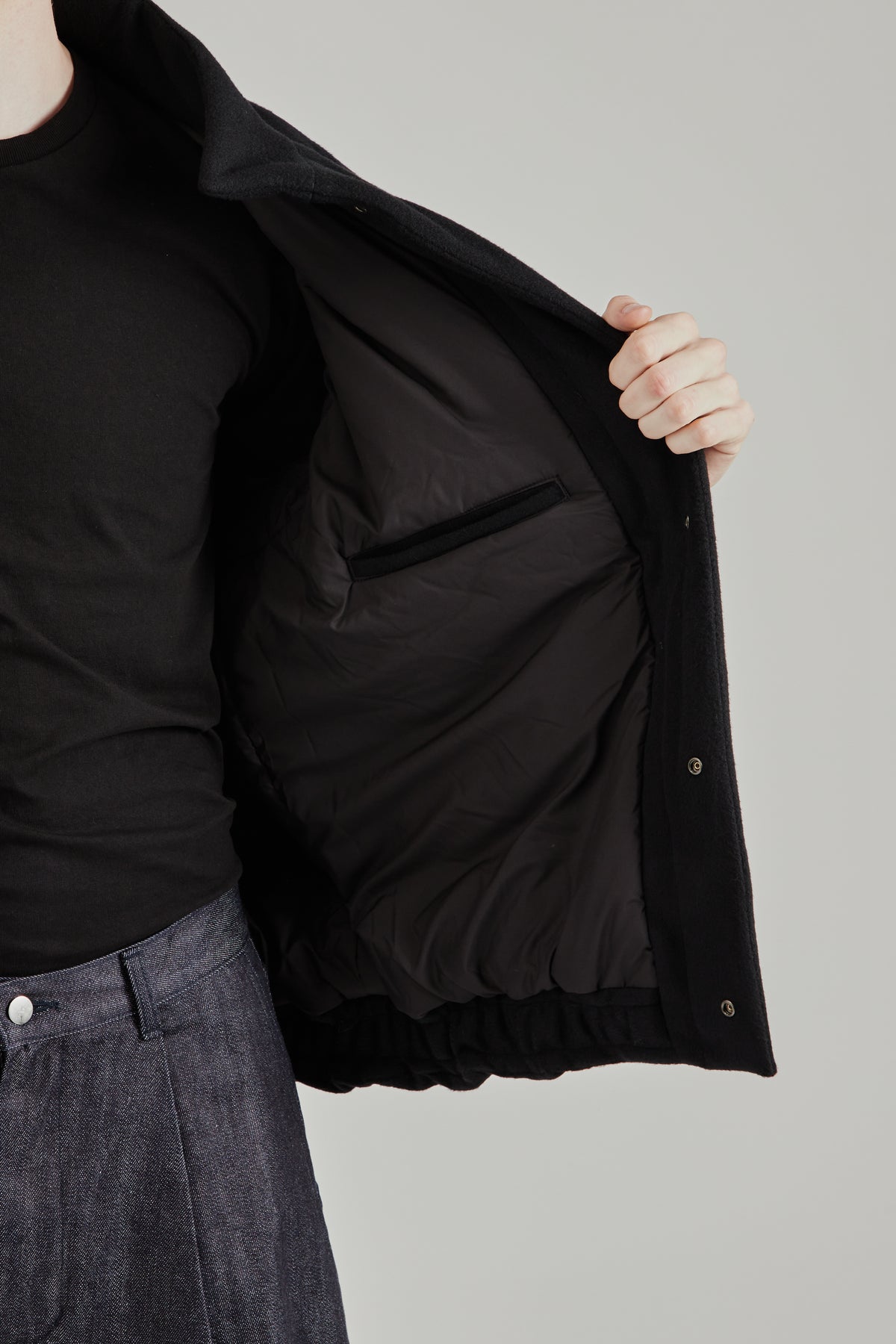 Padded Wool Blouson - Black