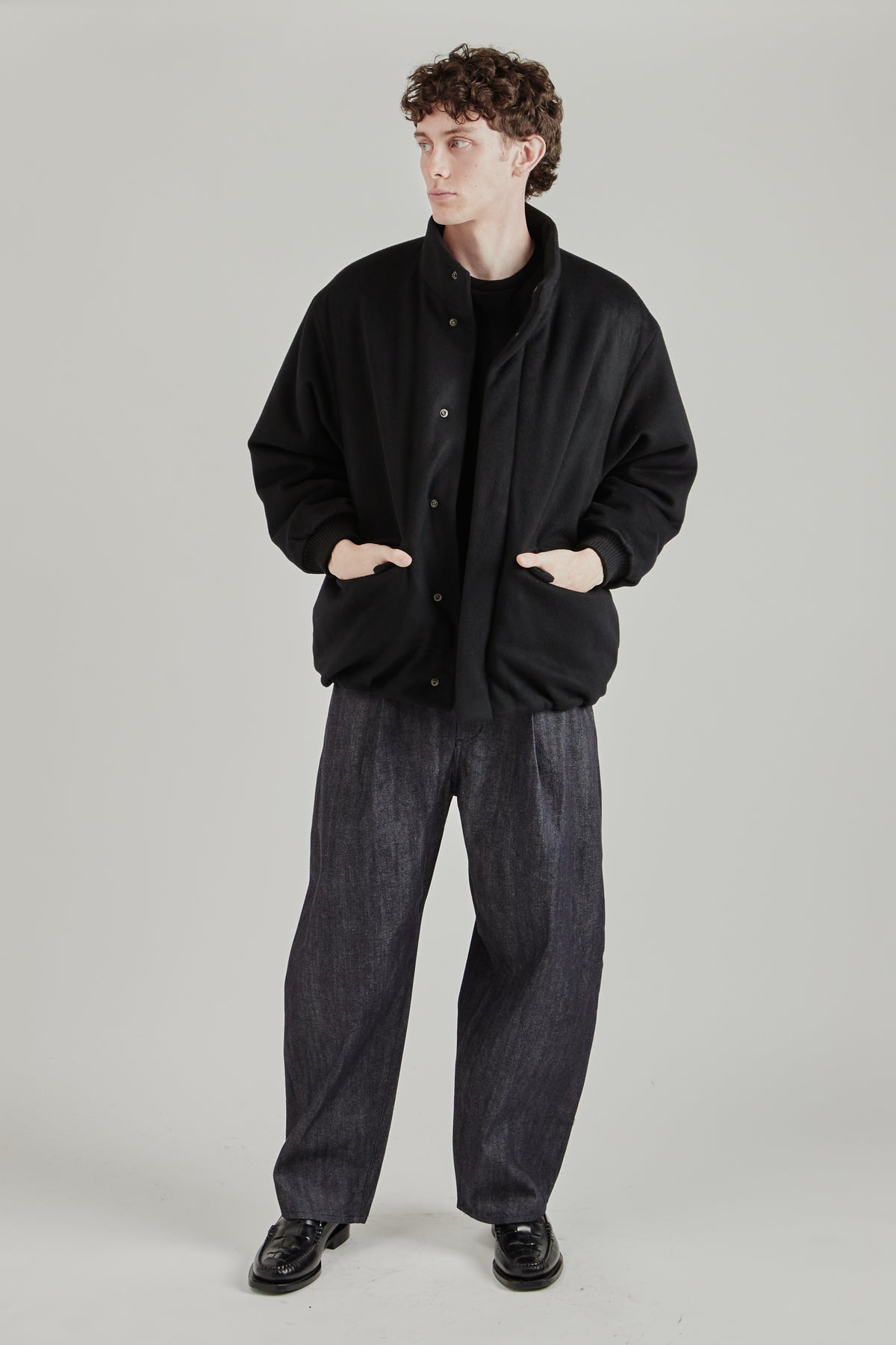 Padded Wool Blouson - Black
