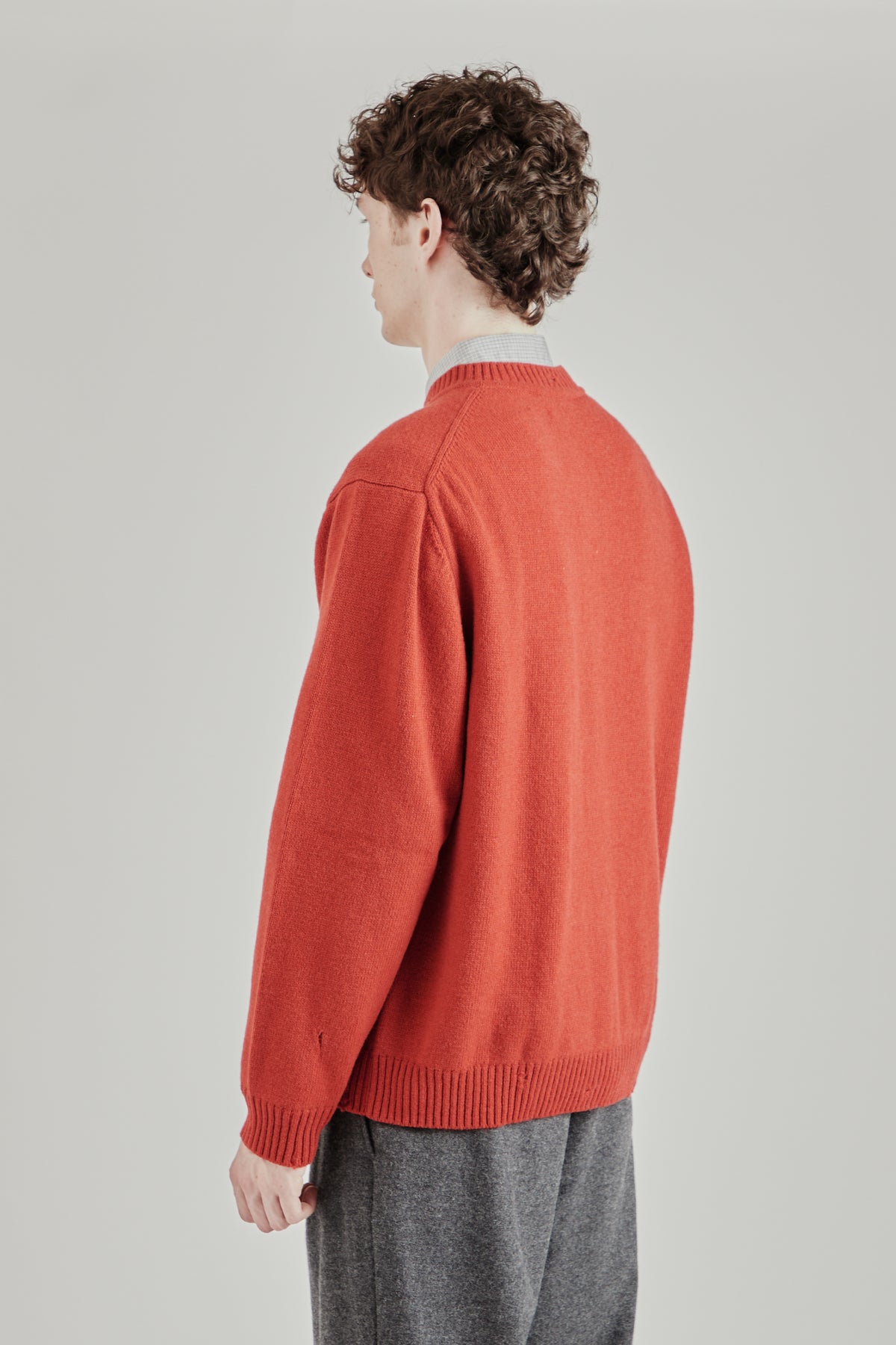 Punched Shetland Cardigan - Vermillion Red