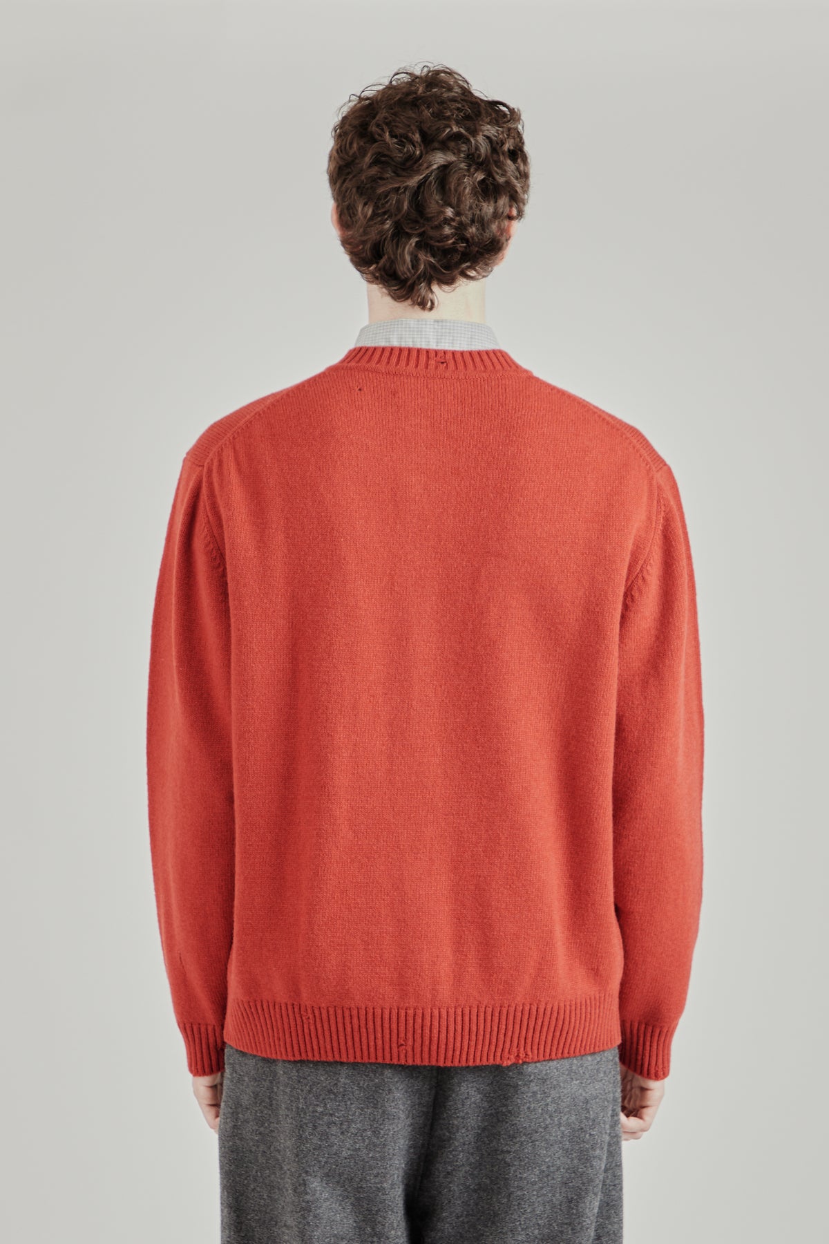 Punched Shetland Cardigan - Vermillion Red