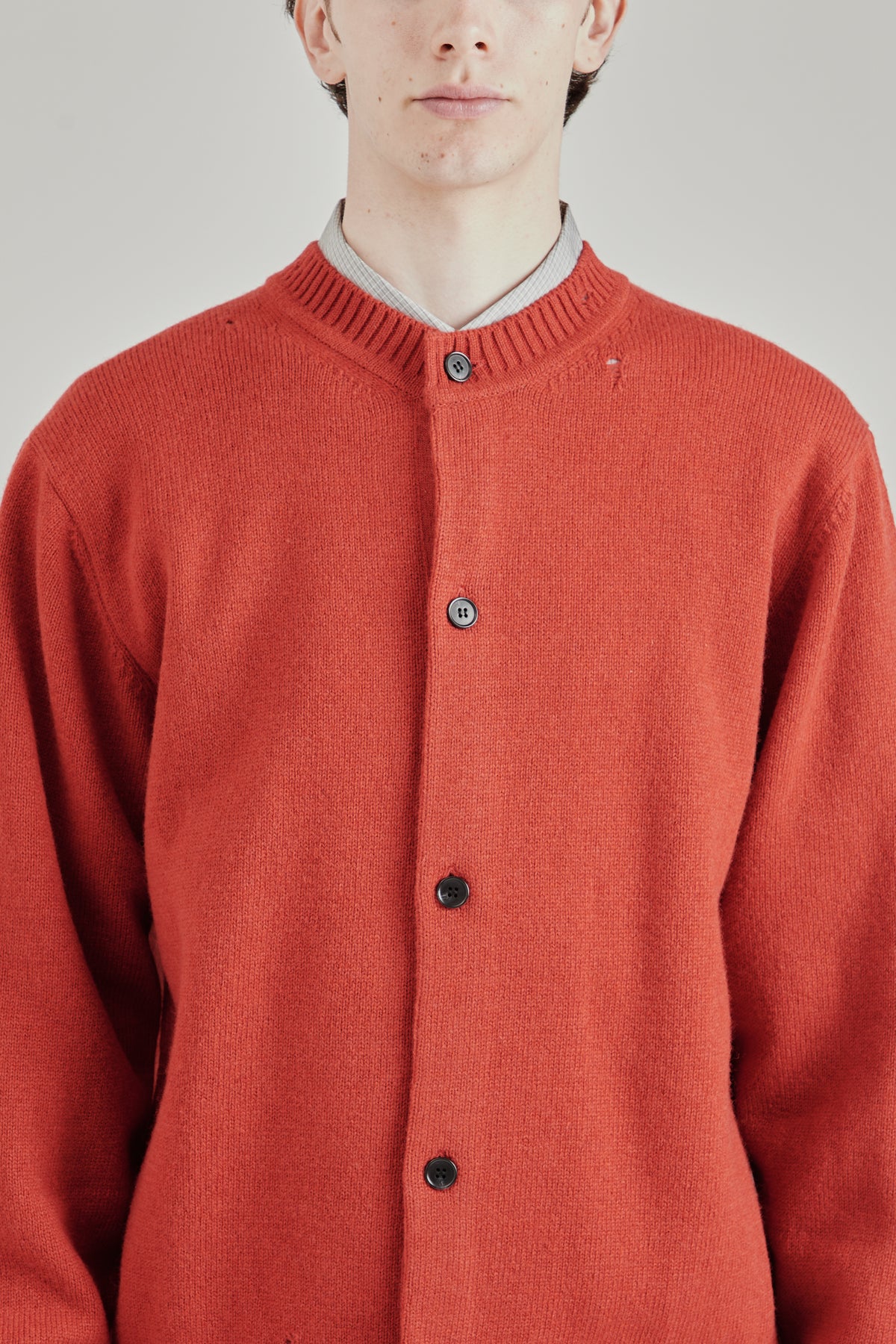 Punched Shetland Cardigan - Vermillion Red