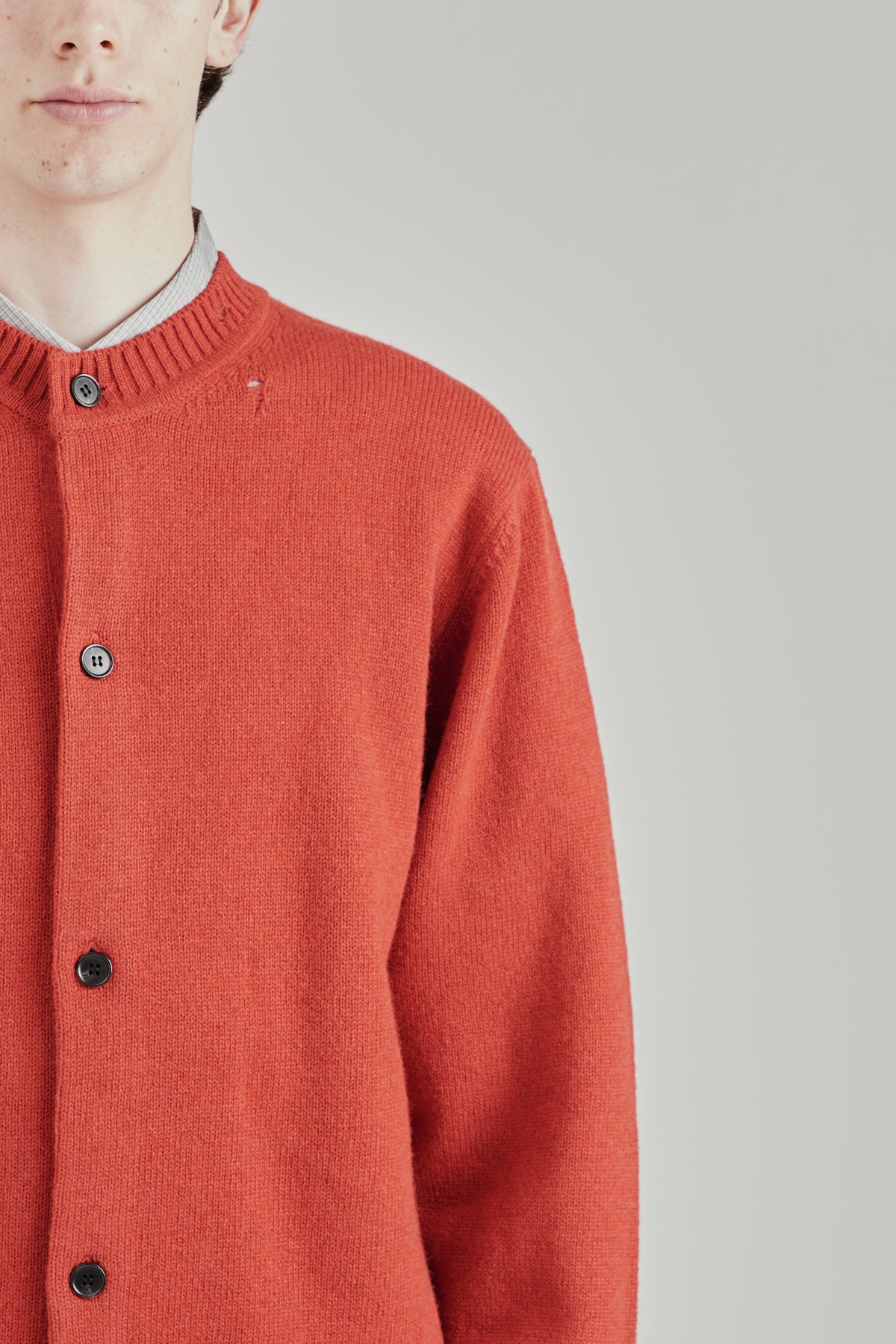Punched Shetland Cardigan - Vermillion Red