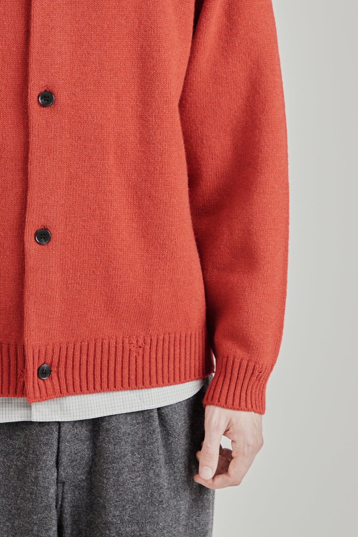 Punched Shetland Cardigan - Vermillion Red