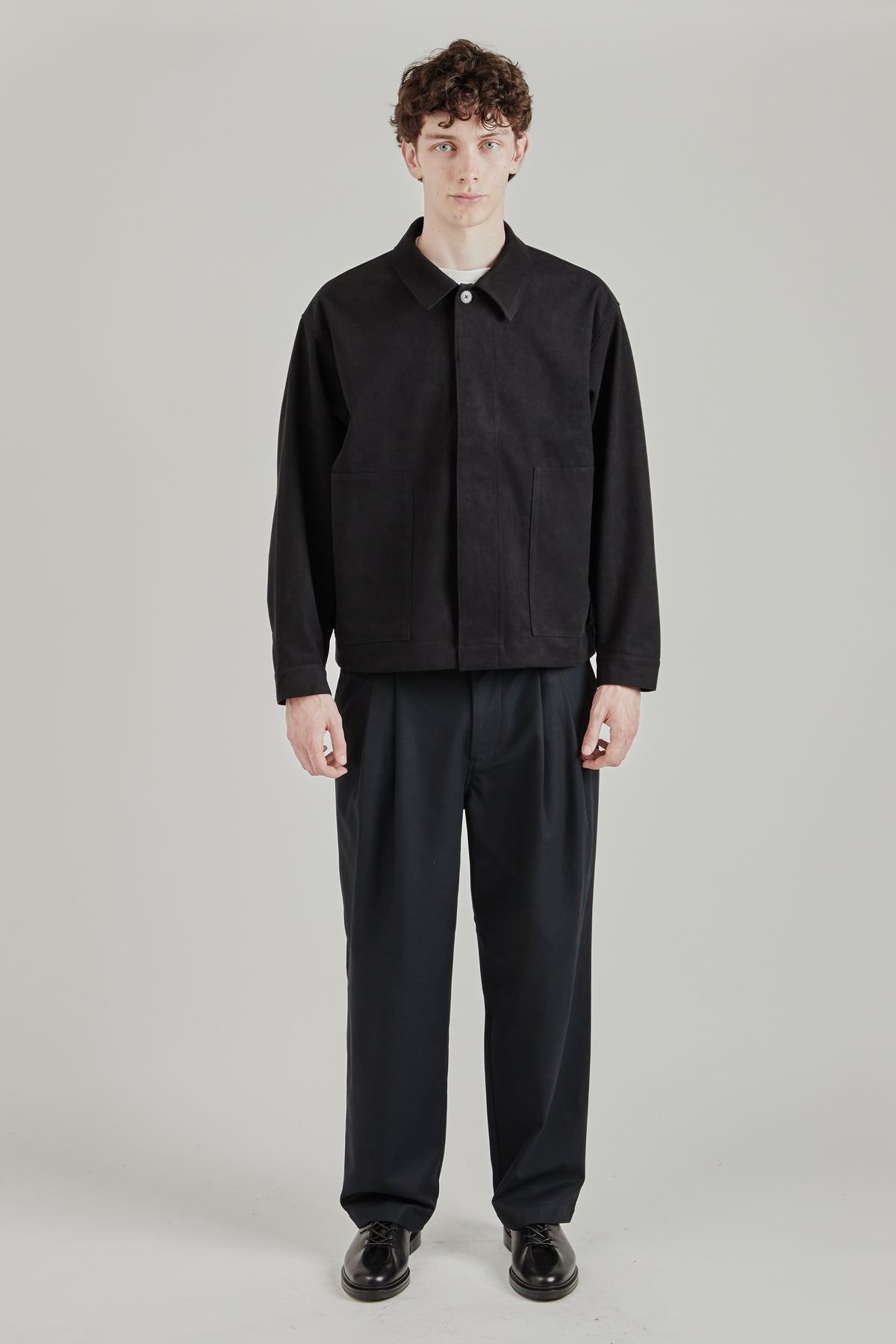 Synthetic Leather Short Blouson - Ink Black