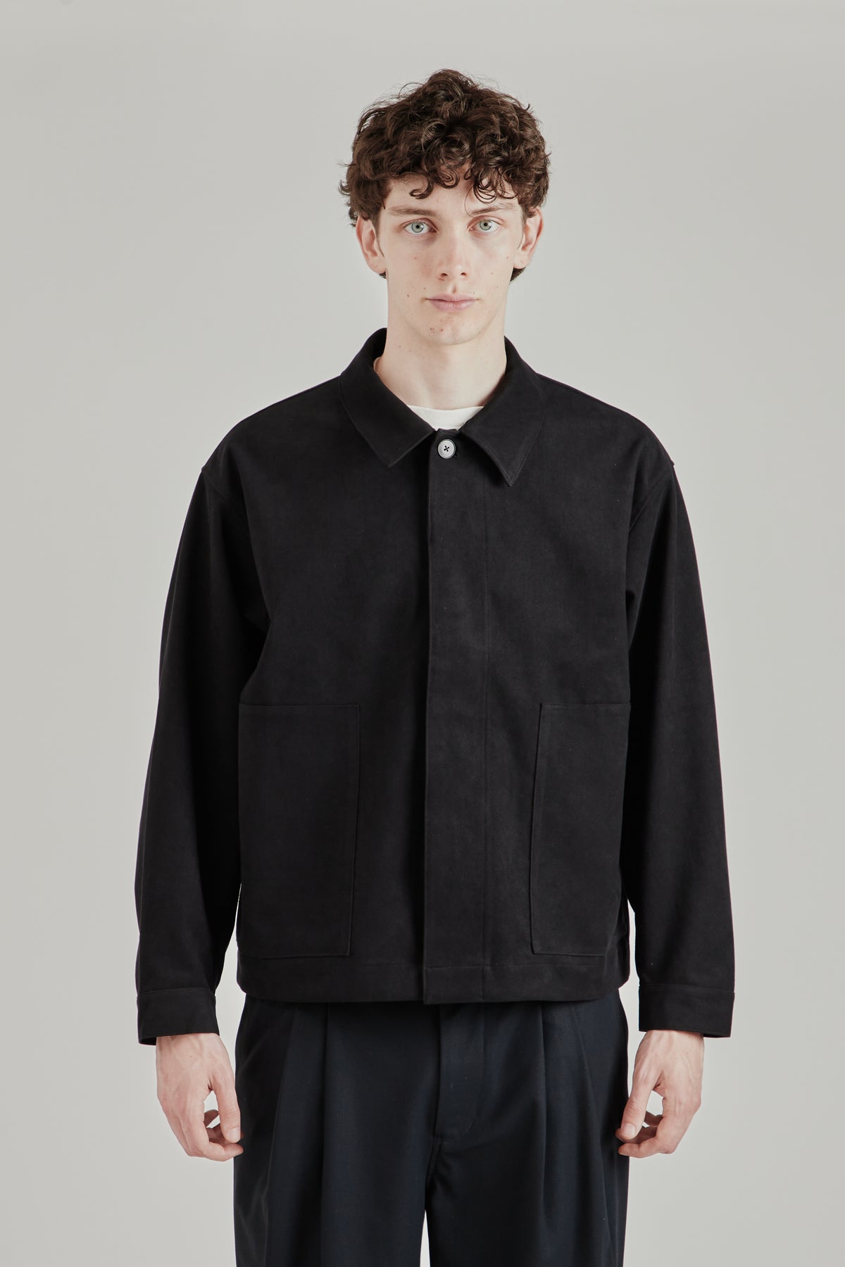 Synthetic Leather Short Blouson - Ink Black