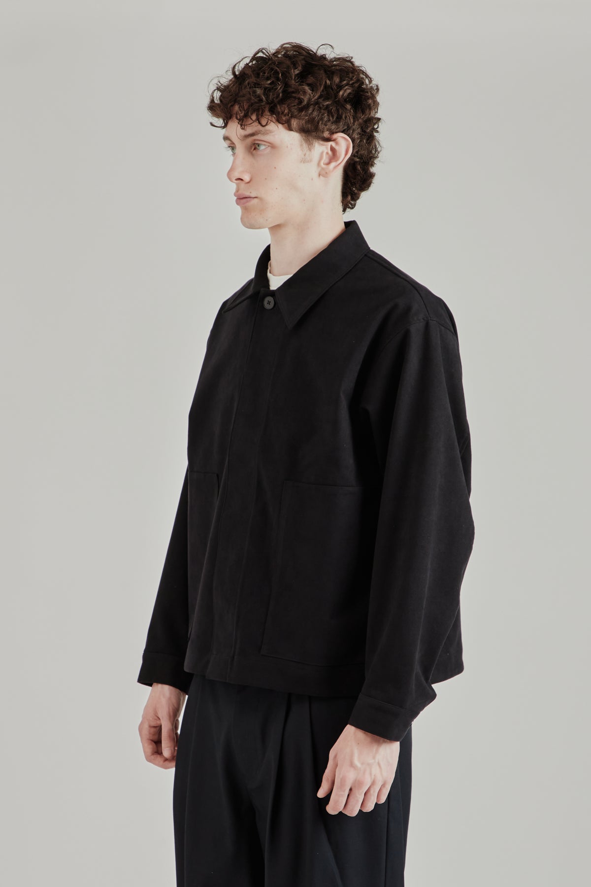 Synthetic Leather Short Blouson - Ink Black