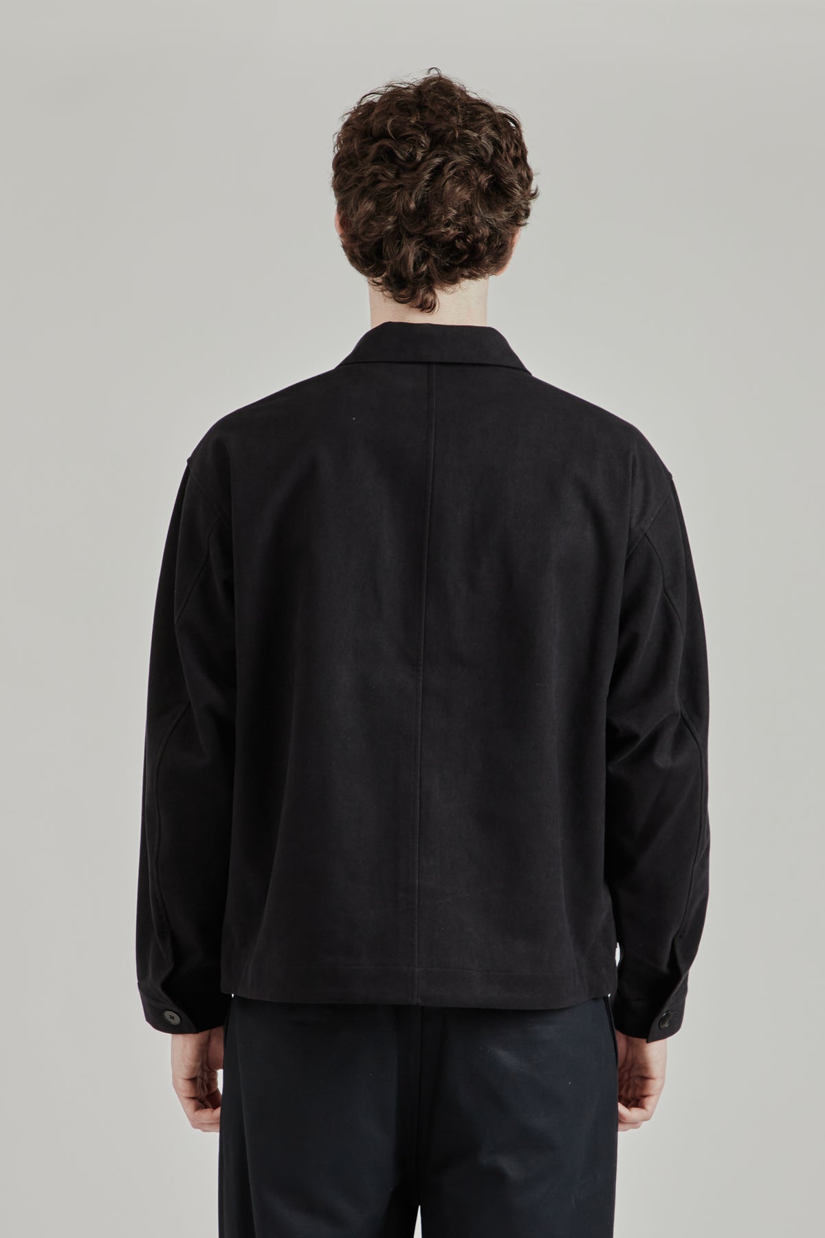 Synthetic Leather Short Blouson - Ink Black