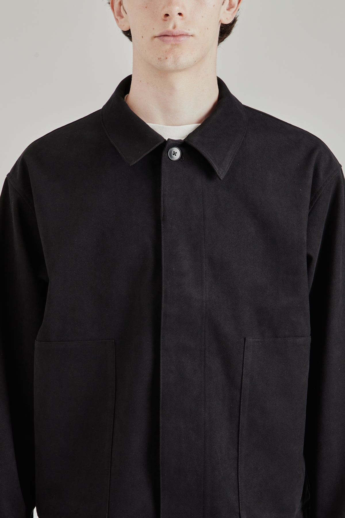 Synthetic Leather Short Blouson - Ink Black