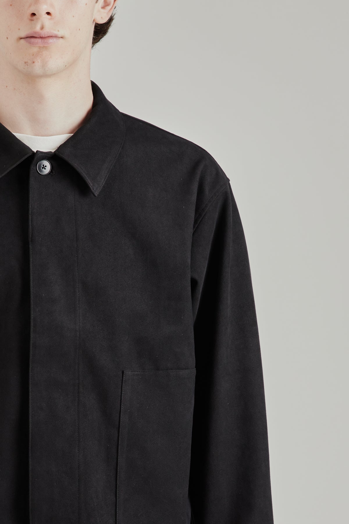 Synthetic Leather Short Blouson - Ink Black