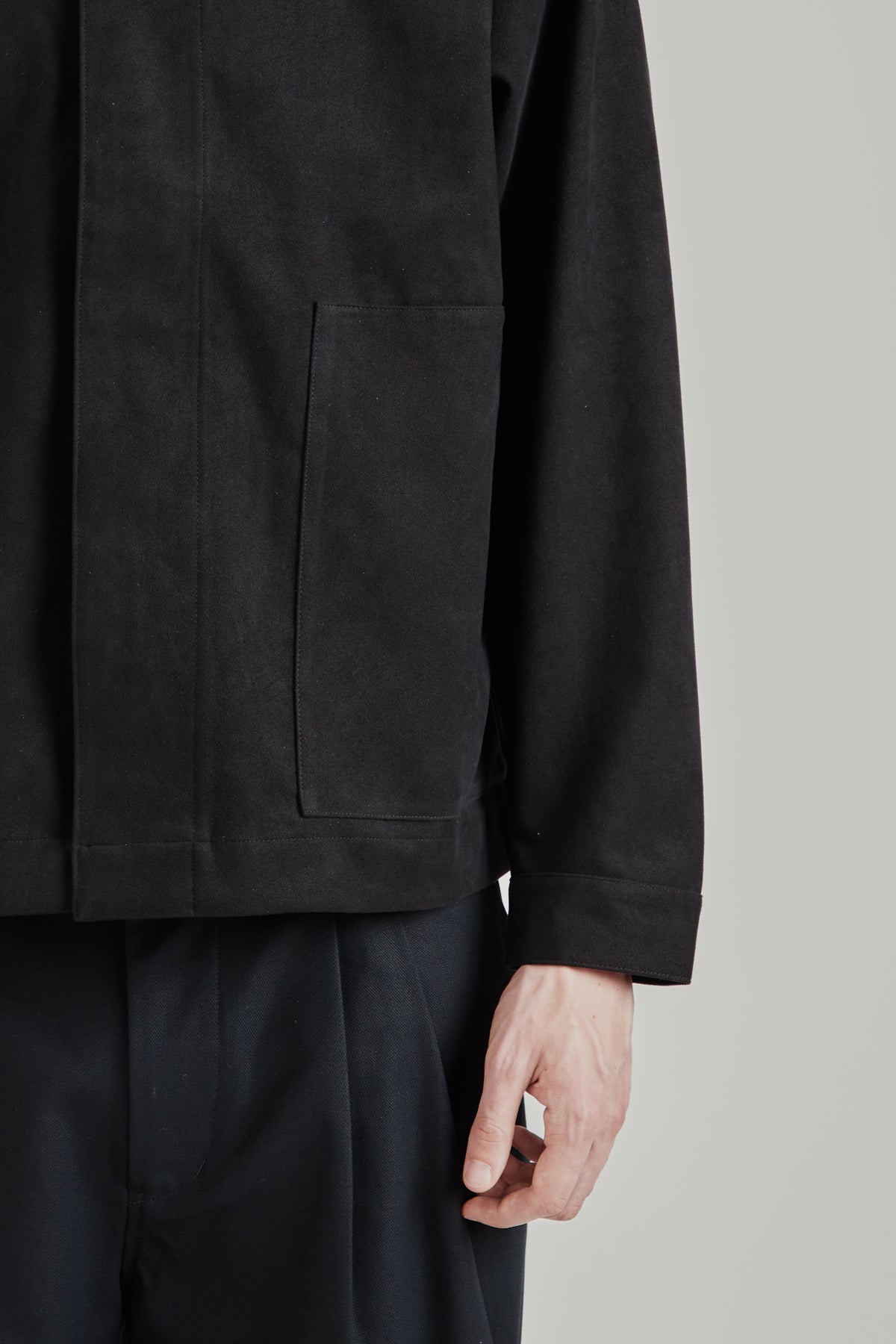 Synthetic Leather Short Blouson - Ink Black