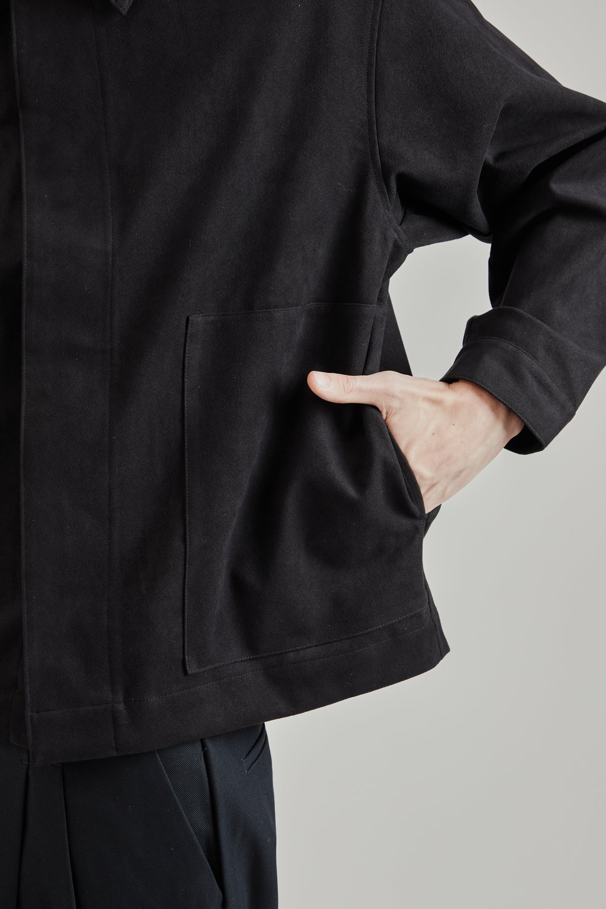 Synthetic Leather Short Blouson - Ink Black