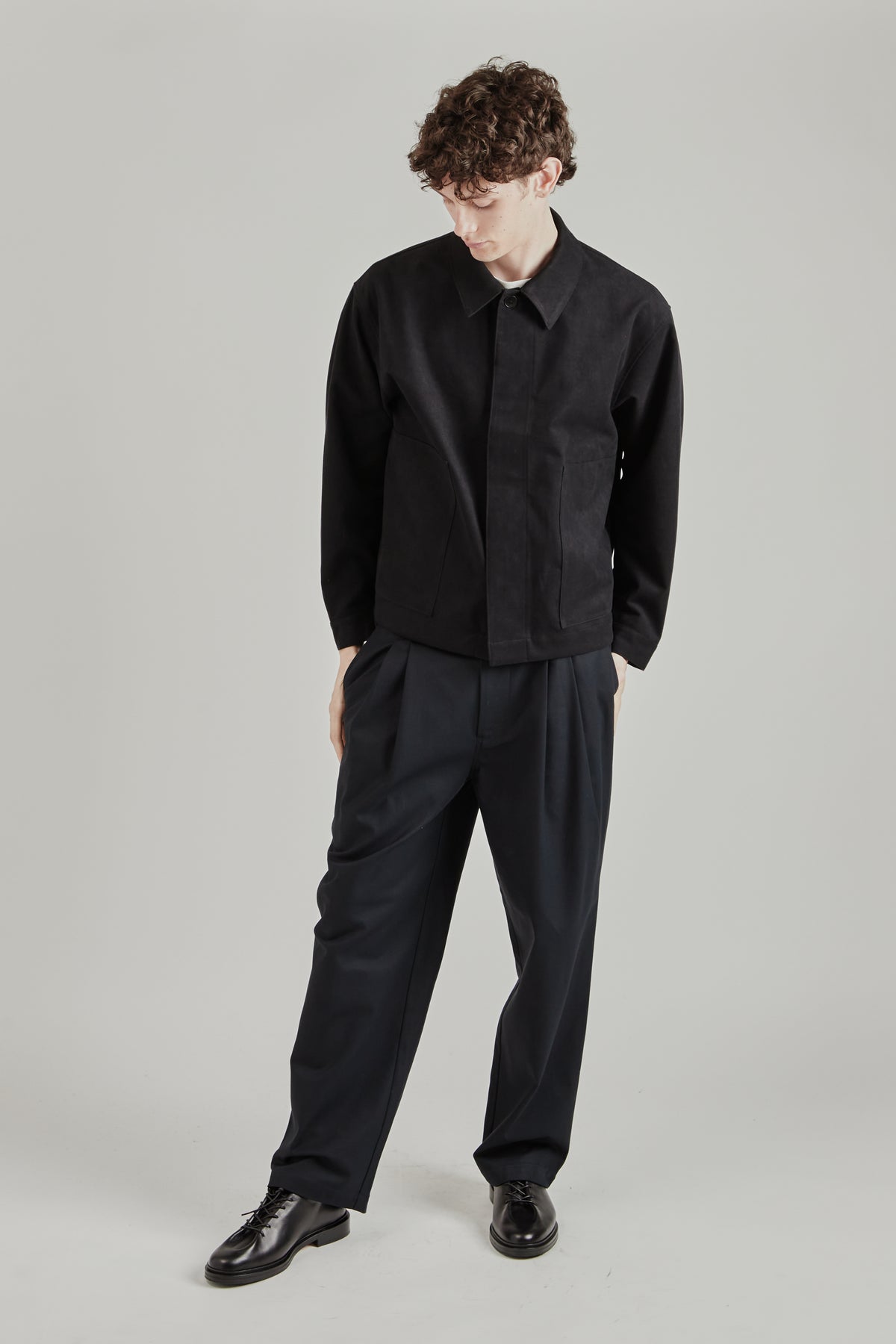 Synthetic Leather Short Blouson - Ink Black