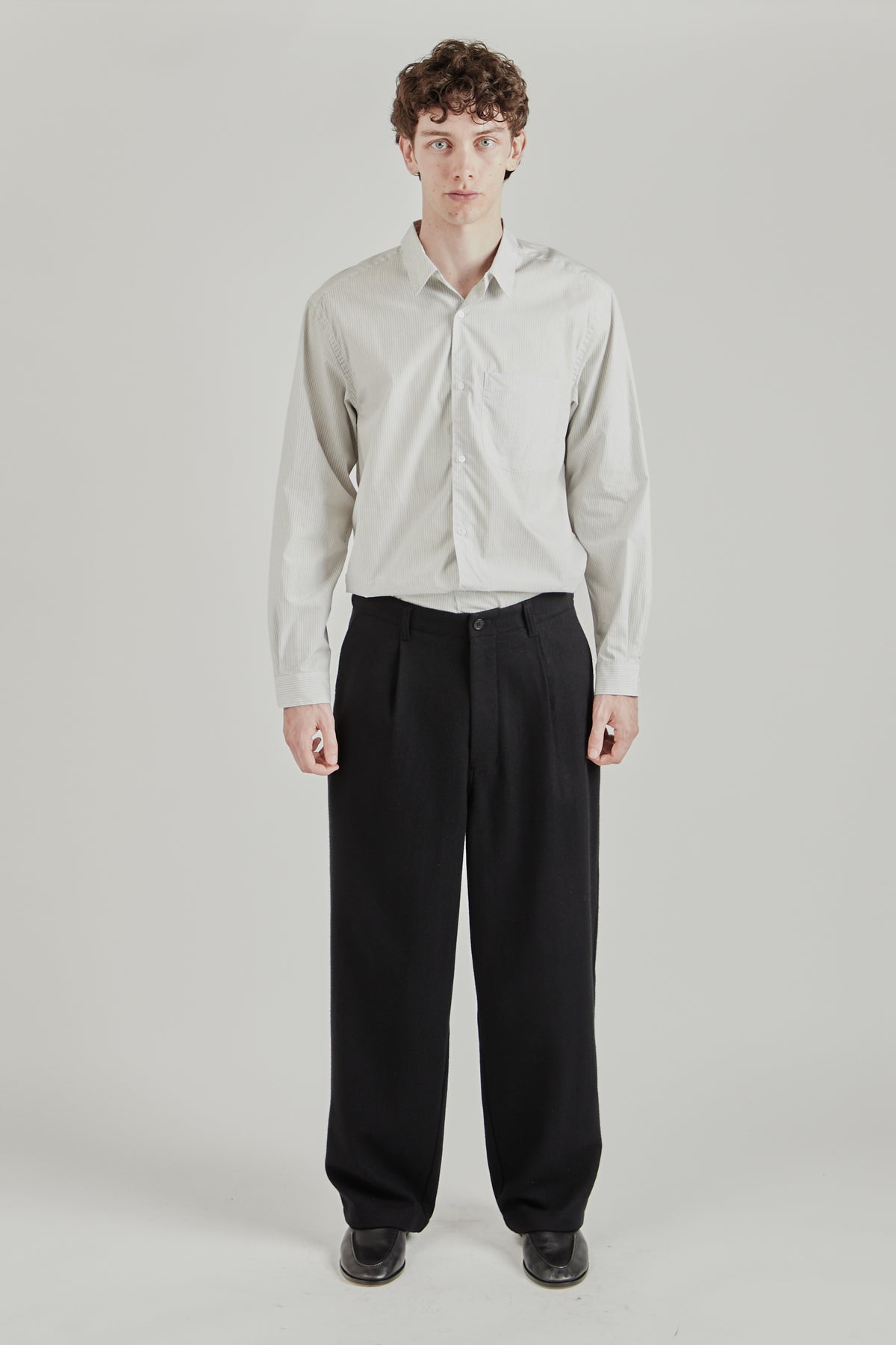 Wool/Nylon Wide Pants - Black