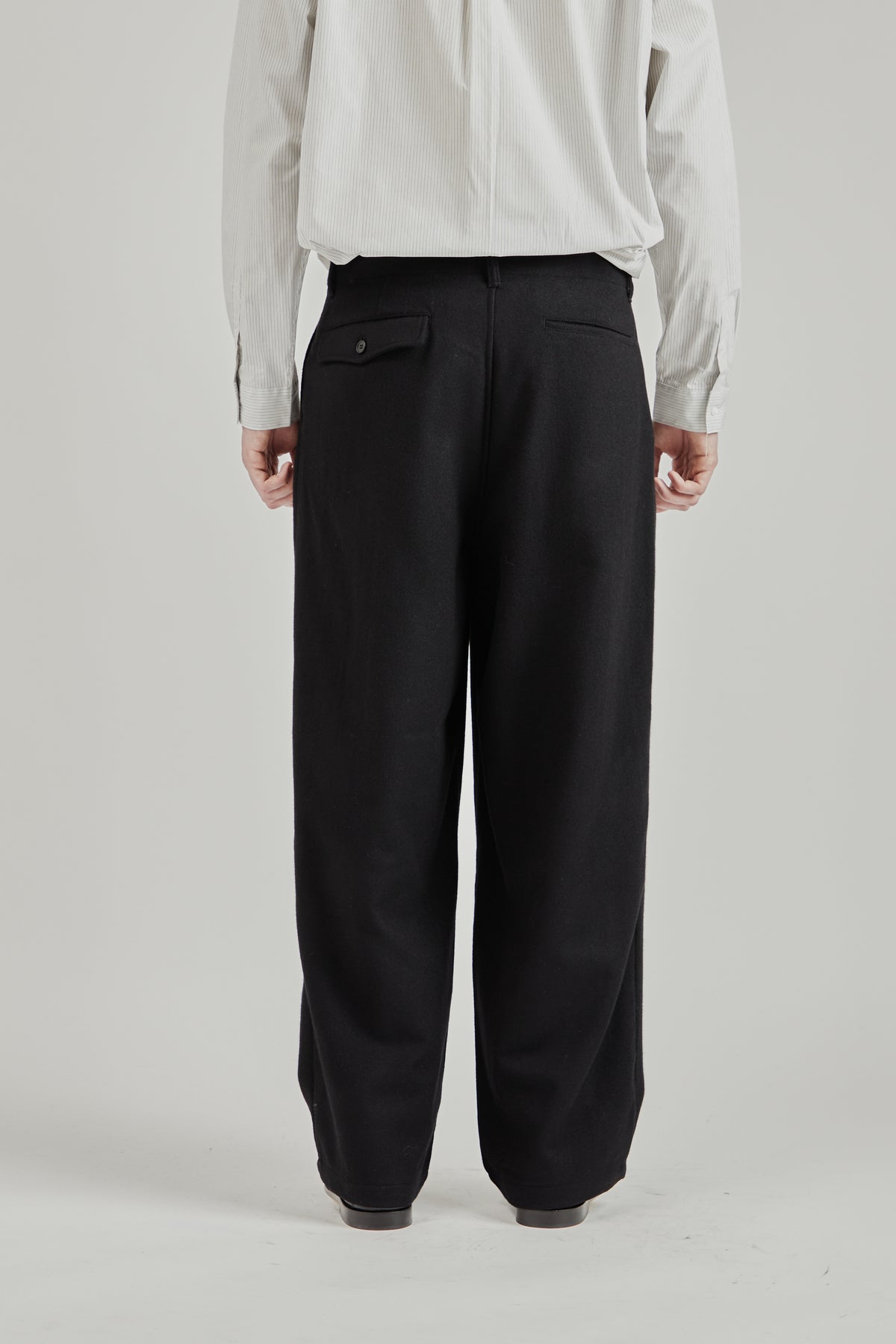 Wool/Nylon Wide Pants - Black