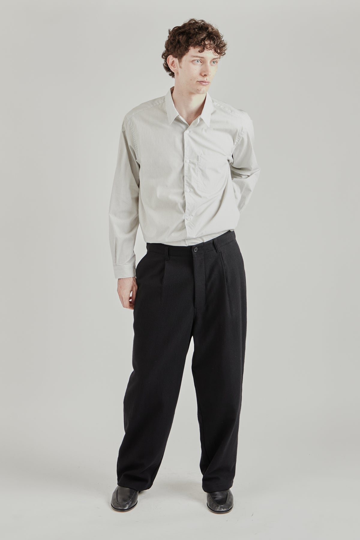 Wool/Nylon Wide Pants - Black