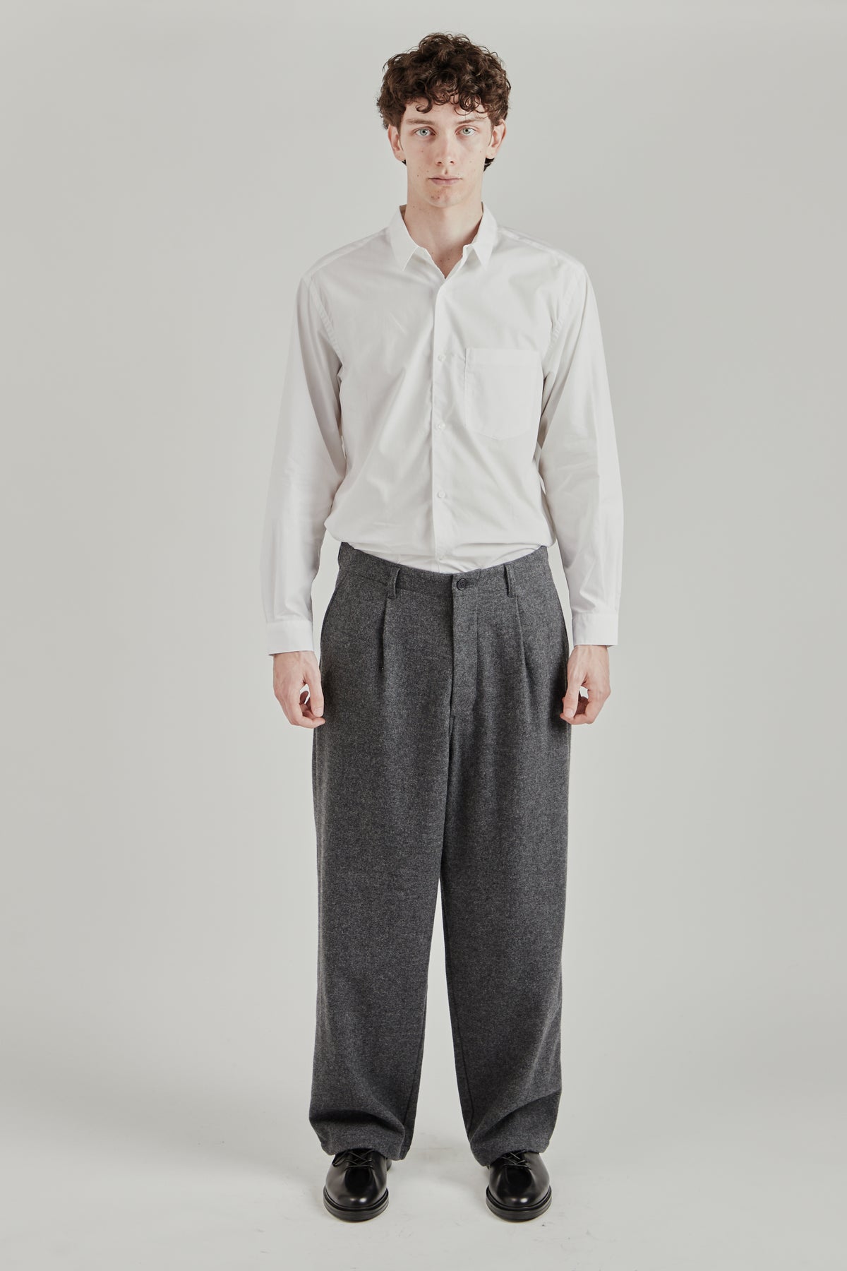 Wool/Nylon Wide Pants - Grey
