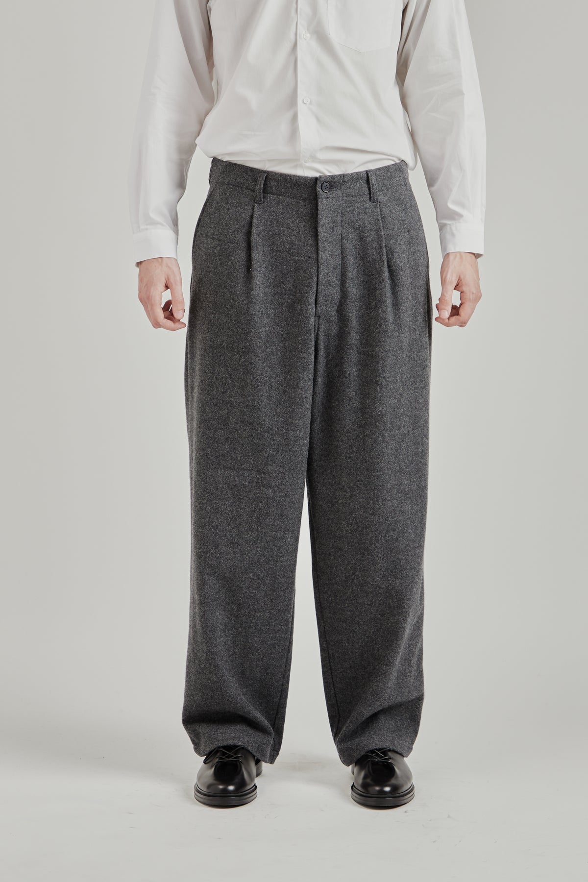 Wool/Nylon Wide Pants - Grey