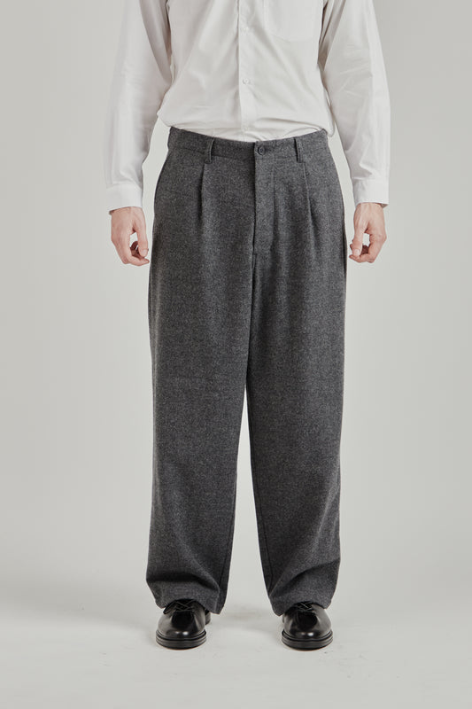 Wool/Nylon Wide Pants - Grey