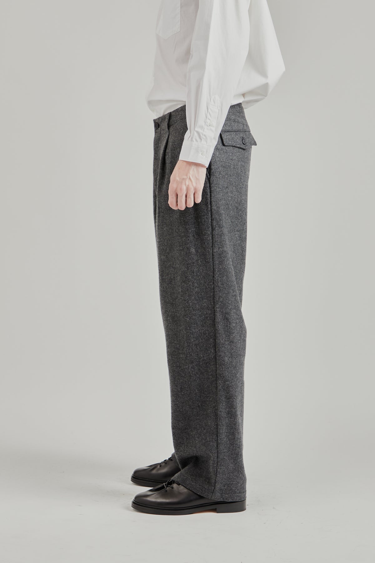 Wool/Nylon Wide Pants - Grey