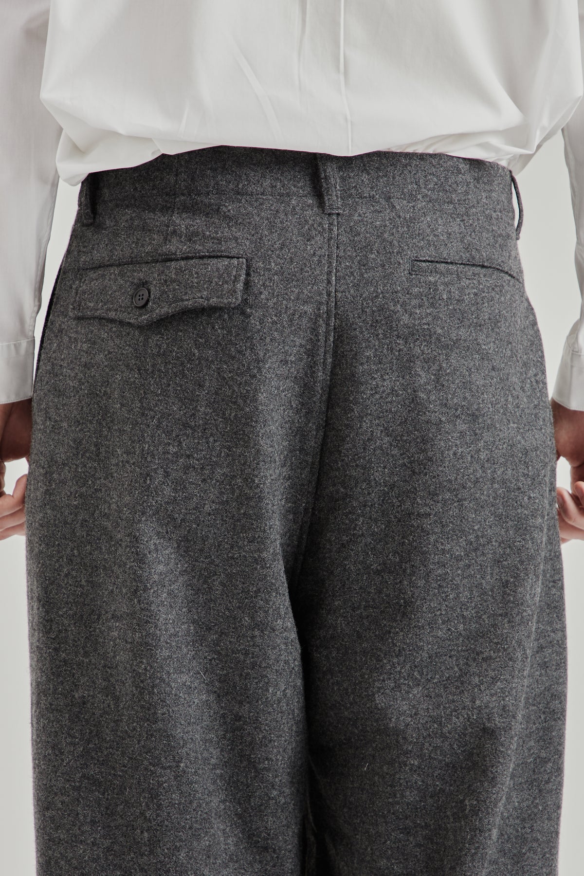 Wool/Nylon Wide Pants - Grey