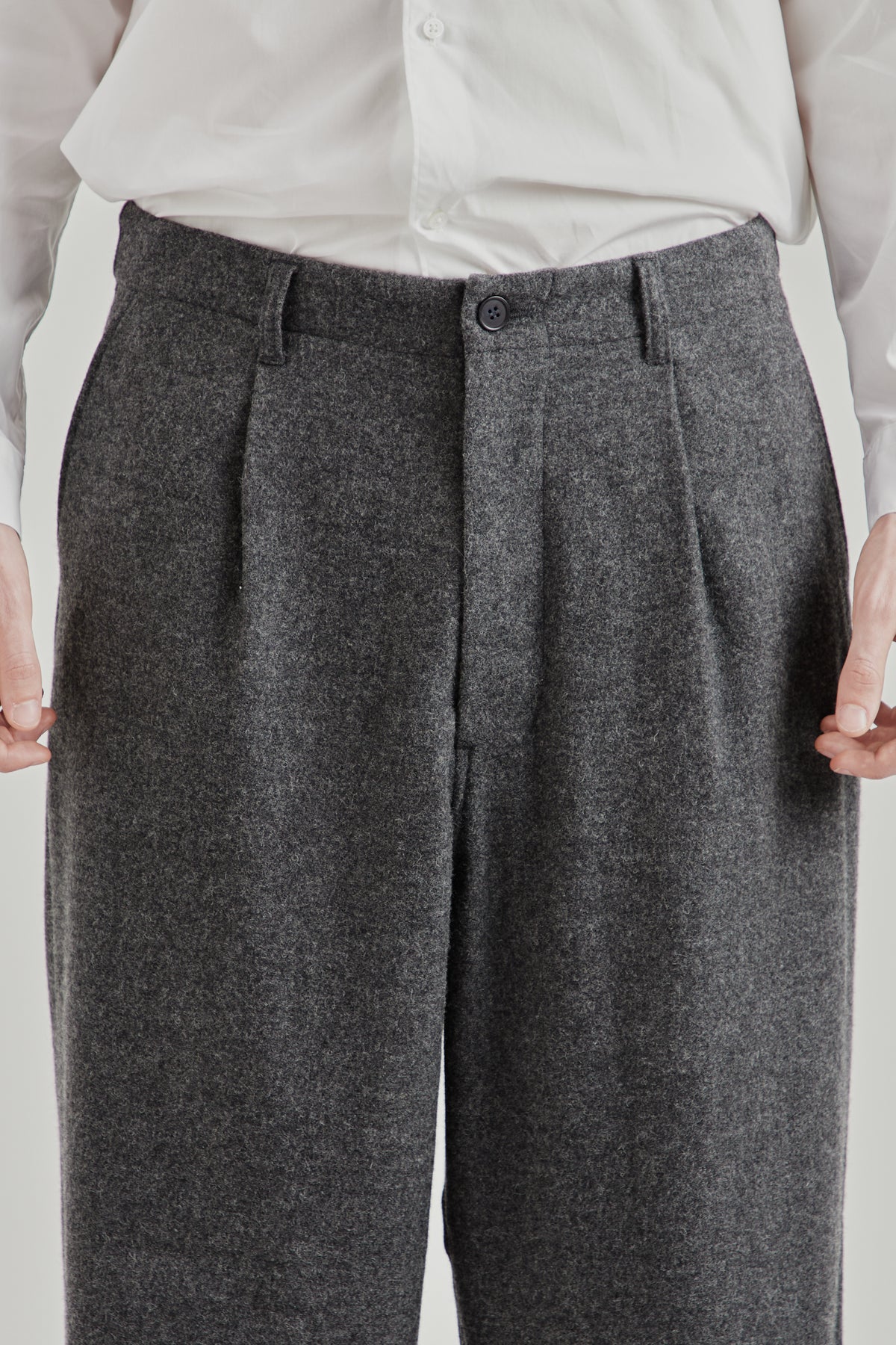 Wool/Nylon Wide Pants - Grey
