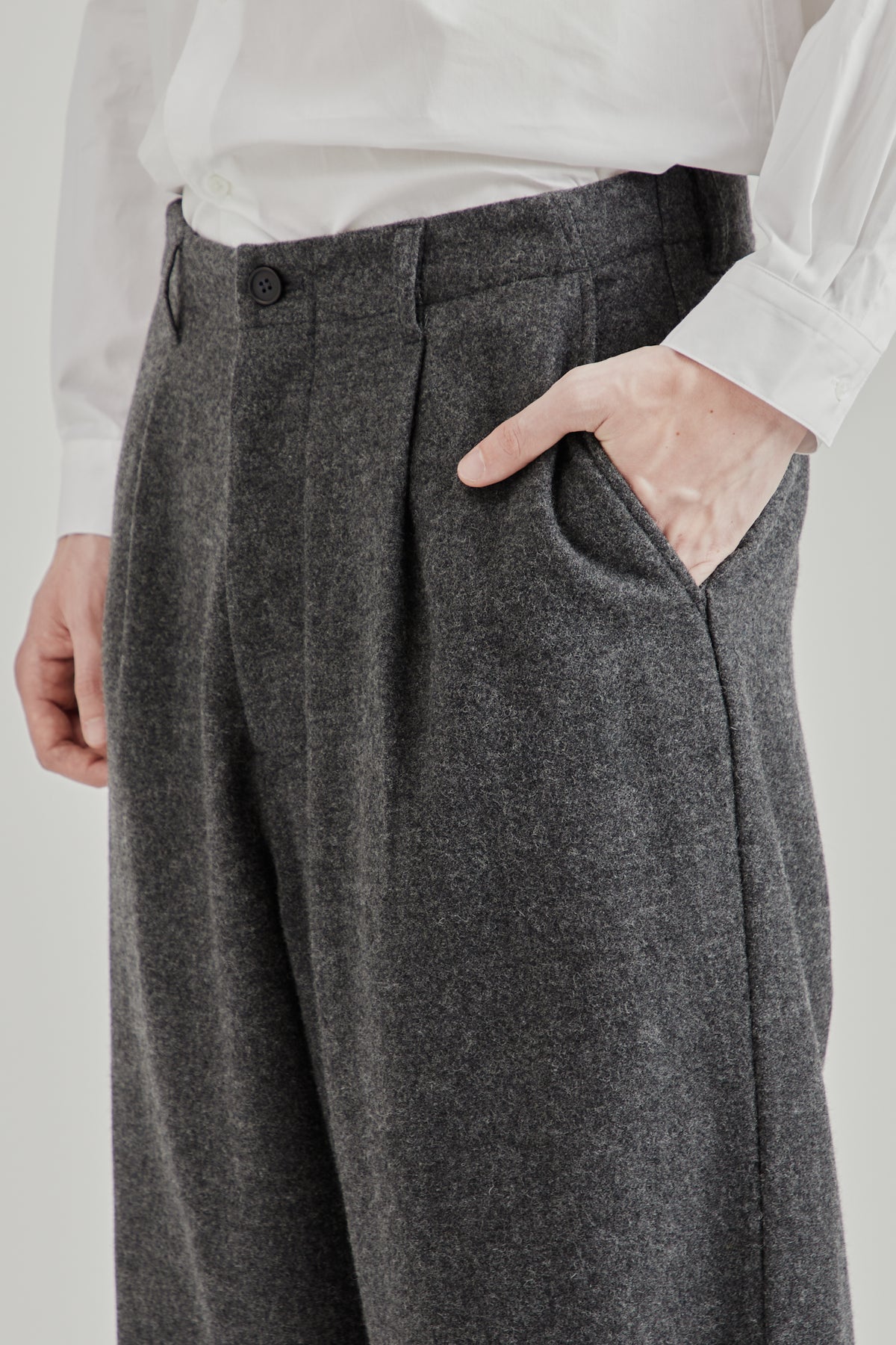 Wool/Nylon Wide Pants - Grey